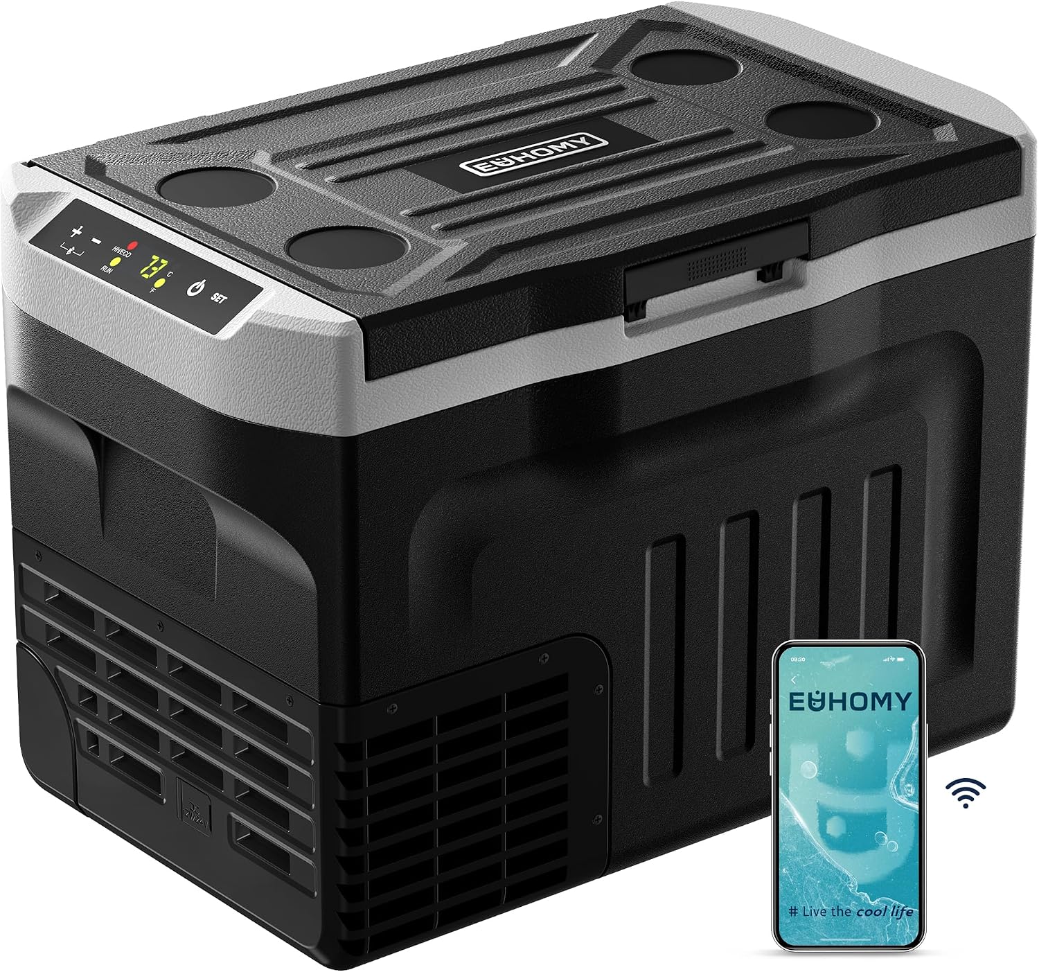 EUHOMY 12 Volt Refrigerator, 32QT(30L) 12V Cooler, Compressor Electric Cooler -4℉~68℉, 12V Fridge 12/24V DC 100-240V AC, Portable Freezer for Camping, Travel, Home, Truck