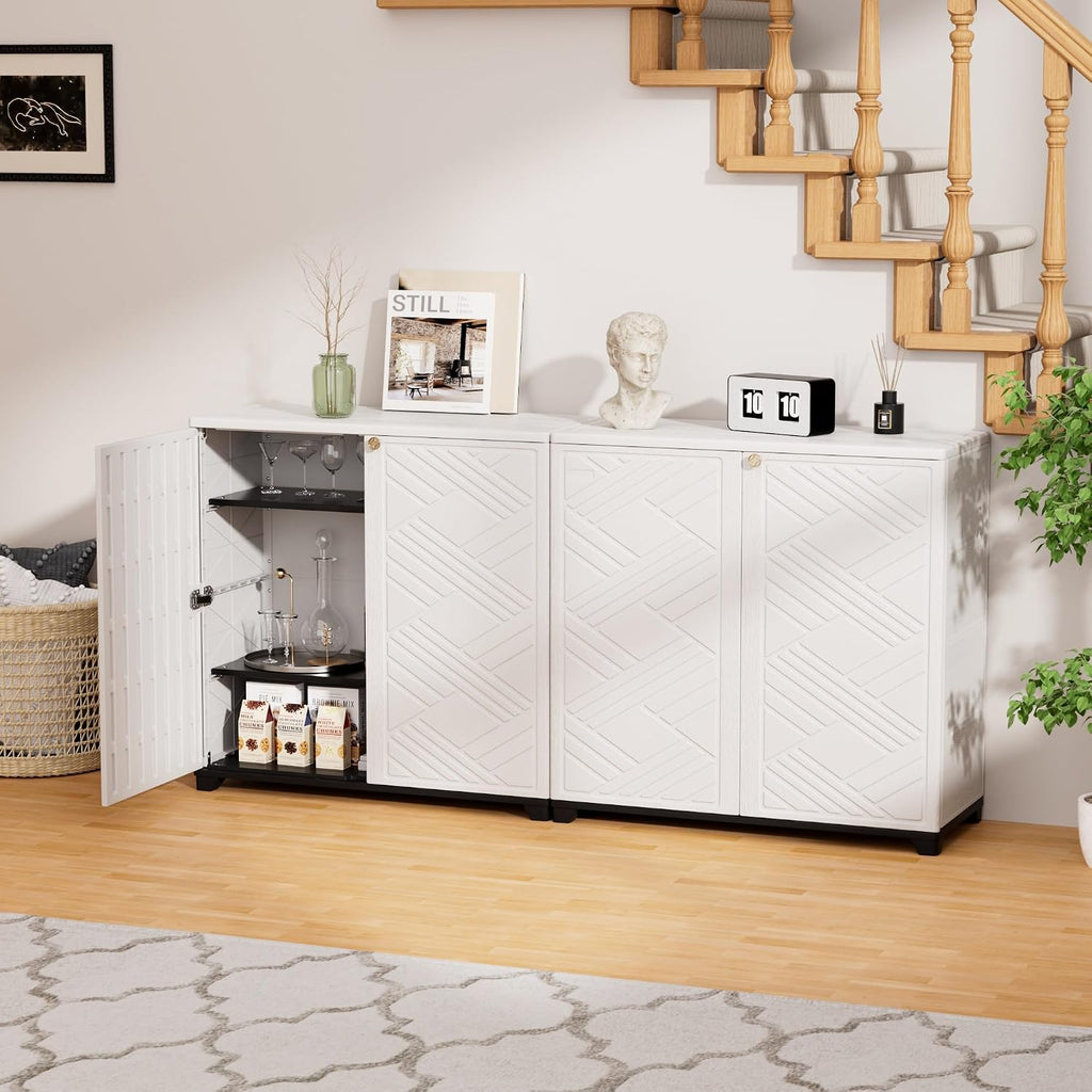 Mrosaa Outdoor/Indoor Storage Box,Resin and Plastic Storage Cabinet Waterproof,Outdoor Cabinet for Patio/Garden/Balcony/Backyard/All Room(with 3 Shelves)-White