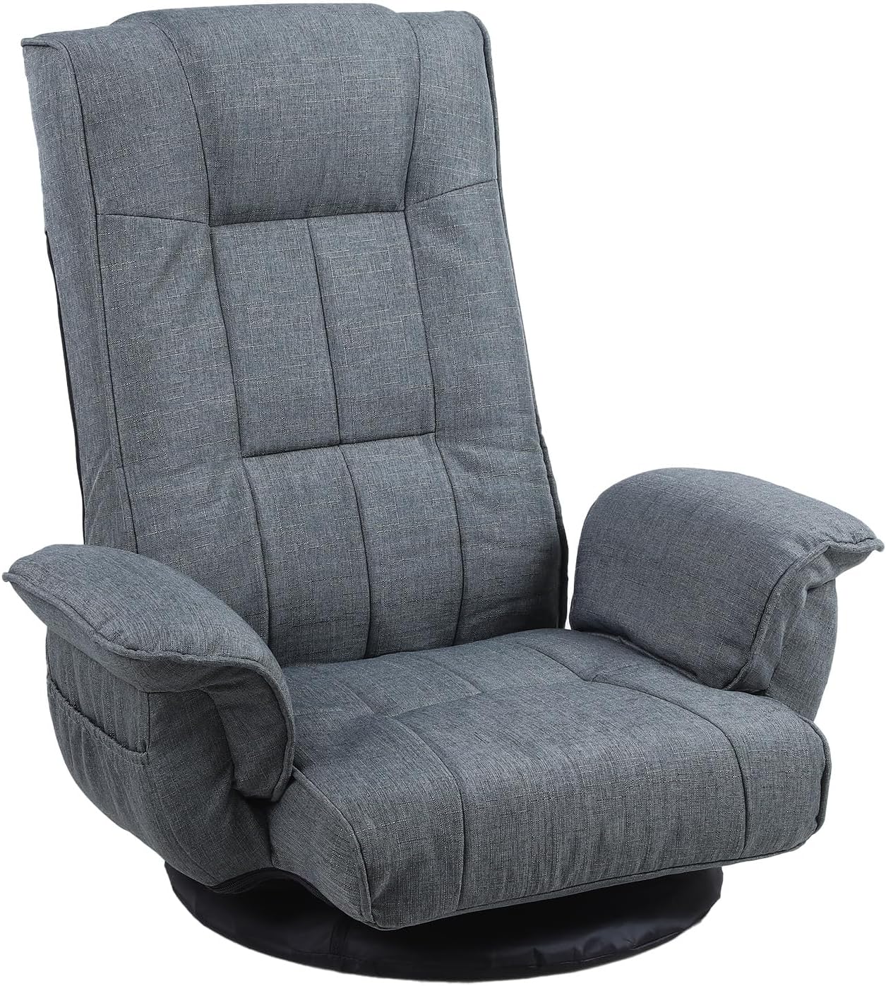 360 Degree Swivel Floor Chairs for Adults, Gaming Floor Chair with Back Support, 14 Angles Adjustable Comfortable Floor Lounge Chair Folding Video Game Chairs Office Bedroom 201 (Dark Grey)