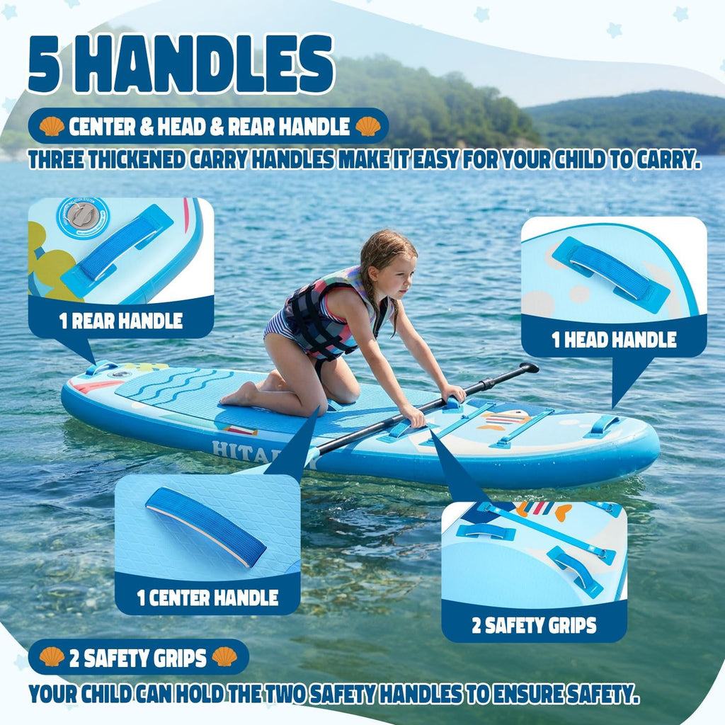 Kids Paddle Board with SUP Accessories, Child Paddle Board Durable, Lightweight, Stable Design, Wide Non-Slip Deck, 7ft 7.6ft 8ft 9.6ft Inflatable Paddle Boards for Kids & Youth