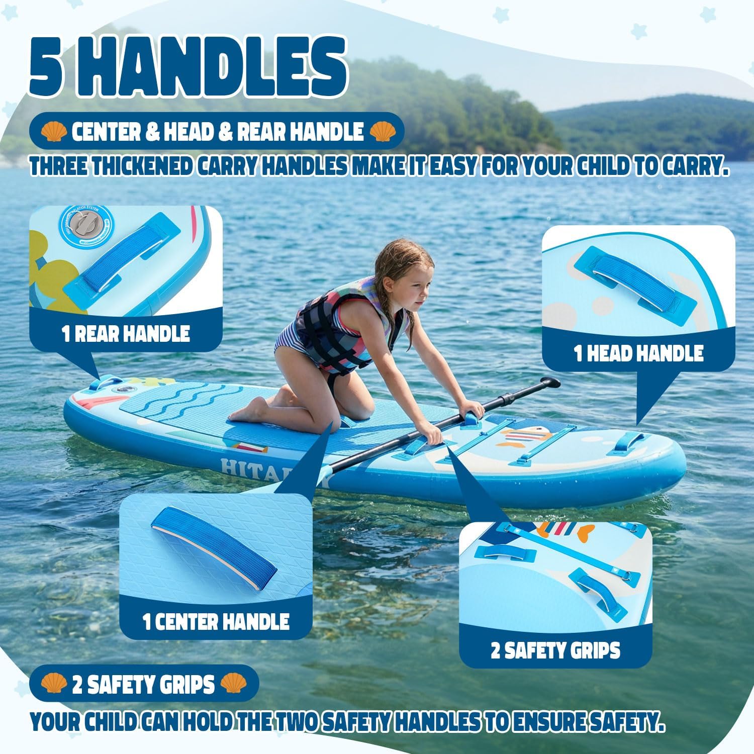 Kids Paddle Board with SUP Accessories, Child Paddle Board Durable, Lightweight, Stable Design, Wide Non-Slip Deck, 7ft 7.6ft 8ft 9.6ft Inflatable Paddle Boards for Kids & Youth