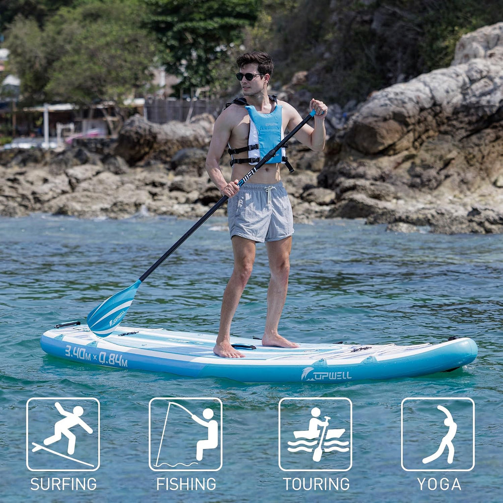 UPWELL 11'2'/11'6'Stand Up Paddle Board for Youth & Adults, Inflatable Paddle Board with Stable Design, Premium SUP Accessories, Backpack, Paddle, Leash, Pump, Fins