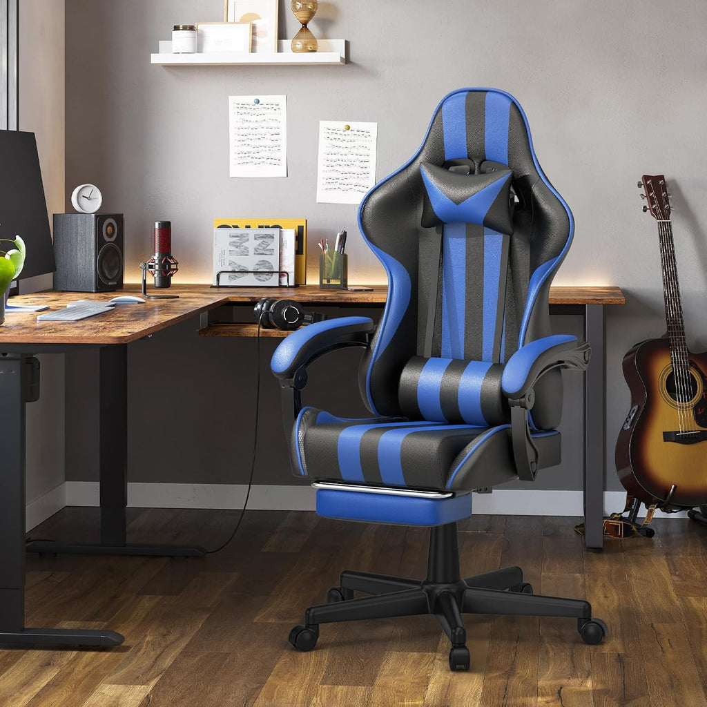 Ferghana Ergonomic Gaming Chair with Footrest, Reclining PC Gamer Chair, Adjustable Video Game Chair r for Adults Teens, Comfortable Computer Office Chair for Gaming Live Streaming Office Desk
