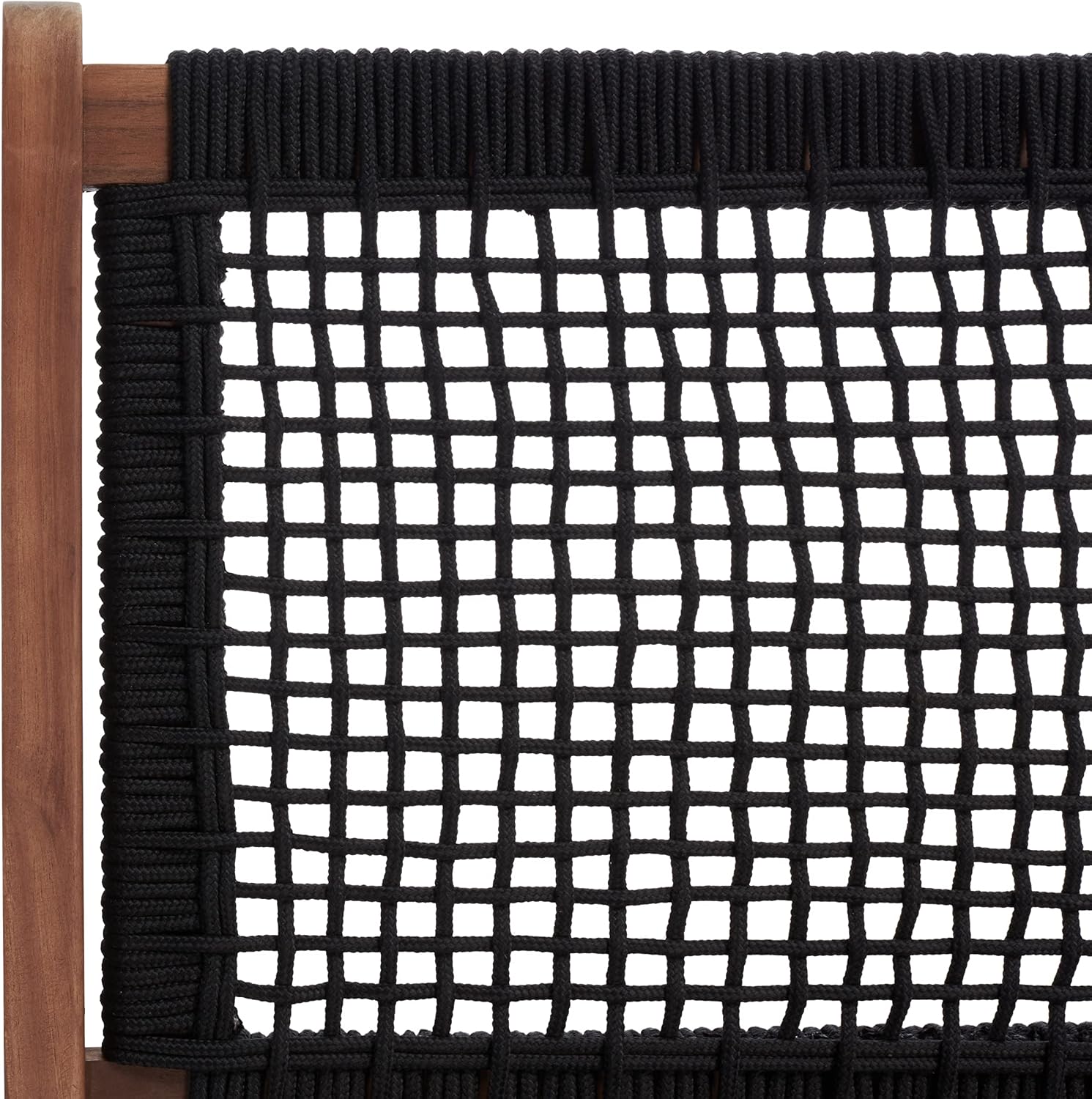 SAFAVIEH Outdoor - Kobina Folding Bench - Natural & Black - Solid Wood and Rope - Modern Sculpted Folding Design - Ideal for Patio, Deck, Porch, Backyard, 13.8' Seat Height (PAT7304E)