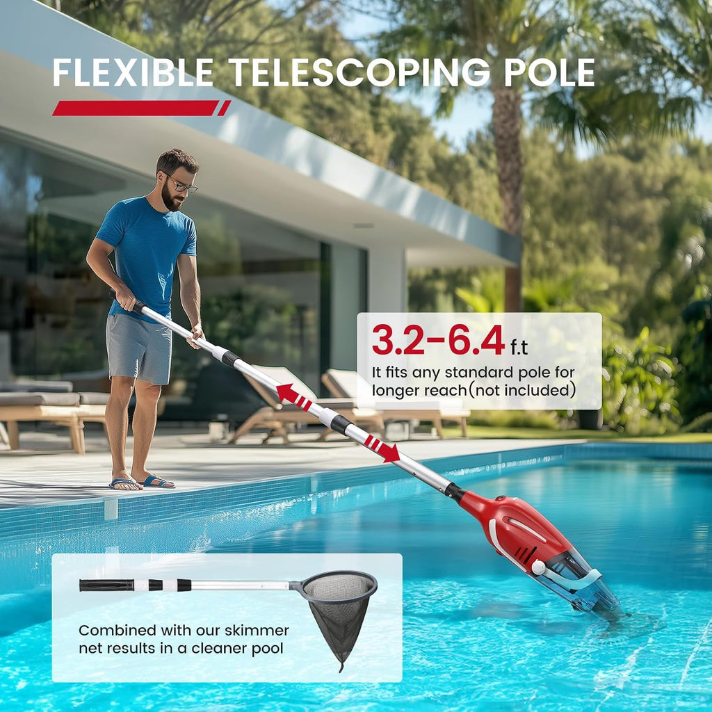Enhulk Cordless Pool Vacuum with Pool Net, Upgraded 80 Mins Runtime, 18.5 GPM Powerful Suction, 76.8'' Telescopic Pole, 1 Filters, Handheld Pool Cleaner for Above Ground & Inground Pools, PC40