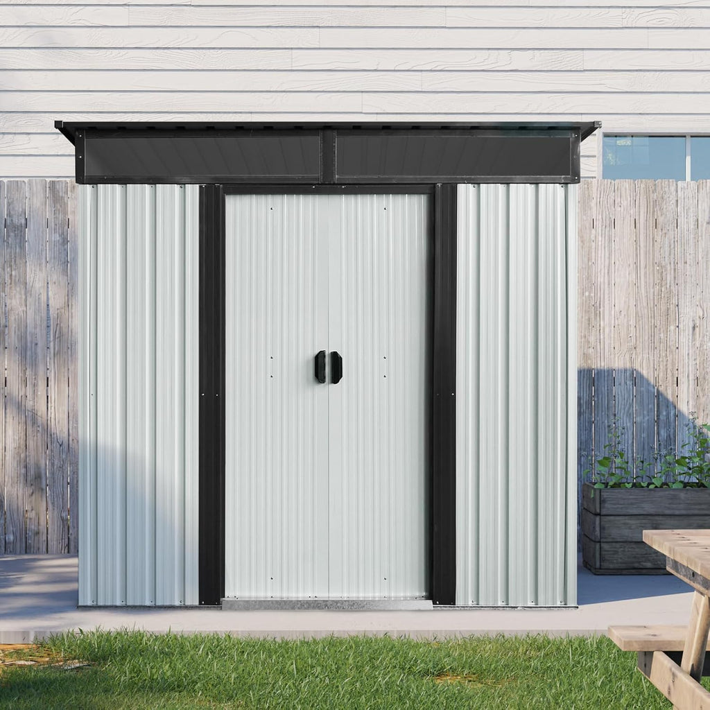 KEIKI 6x5 FT Outdoor Metal Storage Shed with Sloped Roof,Air Vents and Lockable Door for Garden Yard