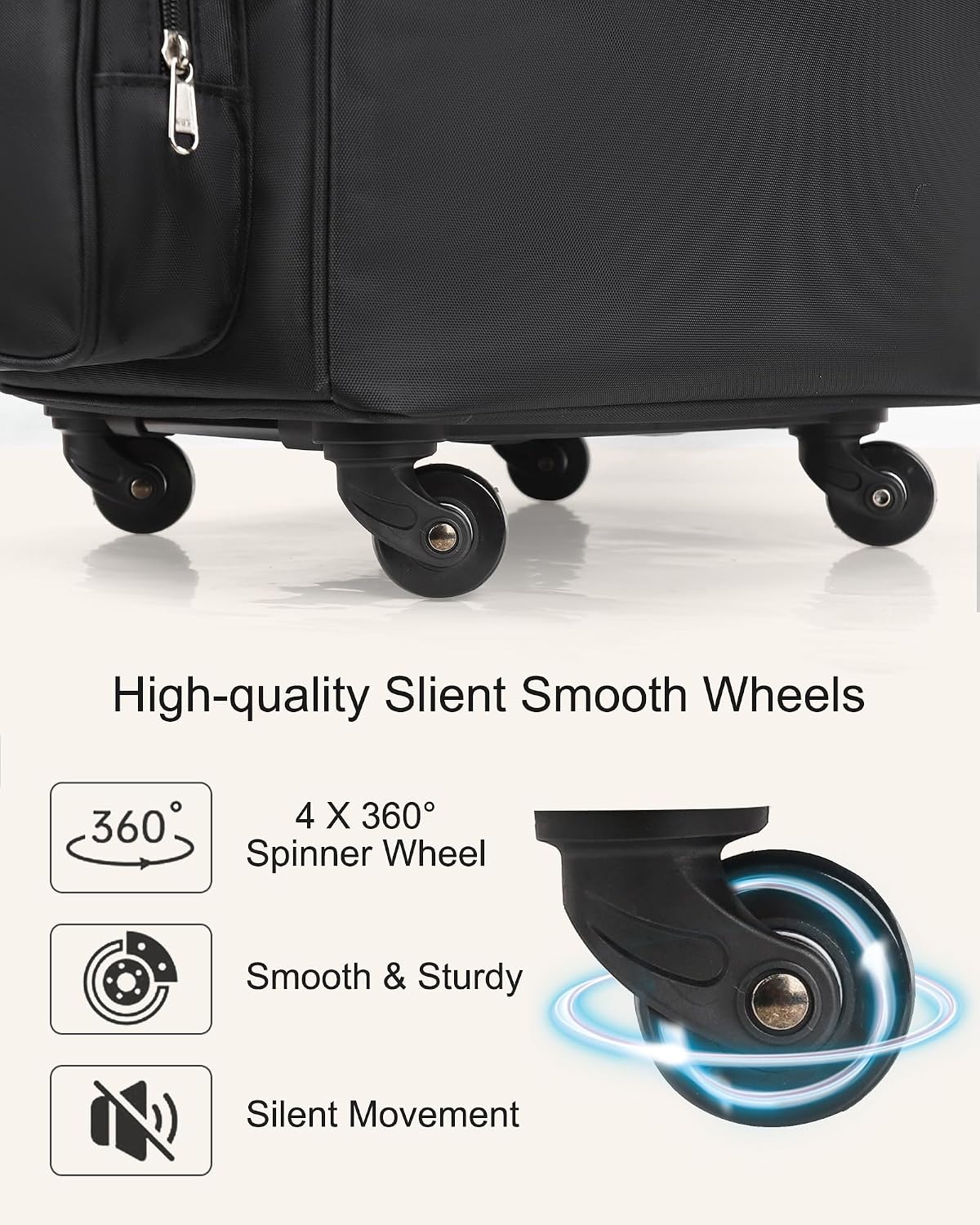 Relavel Rolling Makeup Train Case, Professional Hairstylist Traveling Bag with 4 Wheels & 2 Pouches, Adjustable Dividers, Heat Insulation Full Layer, Portable Cosmetics Storage Organizer Suitcase