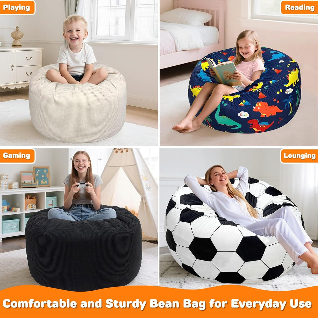 Lukeight Bean Bag Chair for Teens and Adults, Memory Foam Filled Floor Lounger, Washable Velvet Cover with Inner Liner, Beanbag Chair with Filling for Gaming and Reading, Beige, XXX-Large 42'D x 23'H