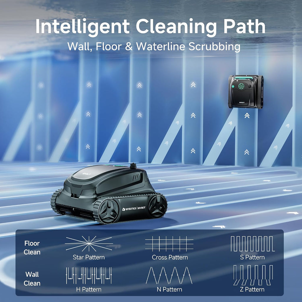 WYBOT S2 Solar Cordless Pool Vacuum Cleaner, App Control & Smart Scheduled Cleaning, Auto-Docking & Charging, 7 Cleaning Modes & Paths, Ideal for In-ground Pools up to 3229 Sq. Ft (Black&Green)