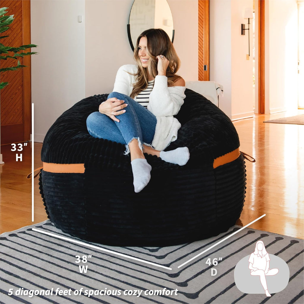 Big Joe Fuf 5Ft Foam Bean Bag Chair for Adults and Teens, Ideal for Bedroom and Living Room, Corded Plush, 5 feet Big