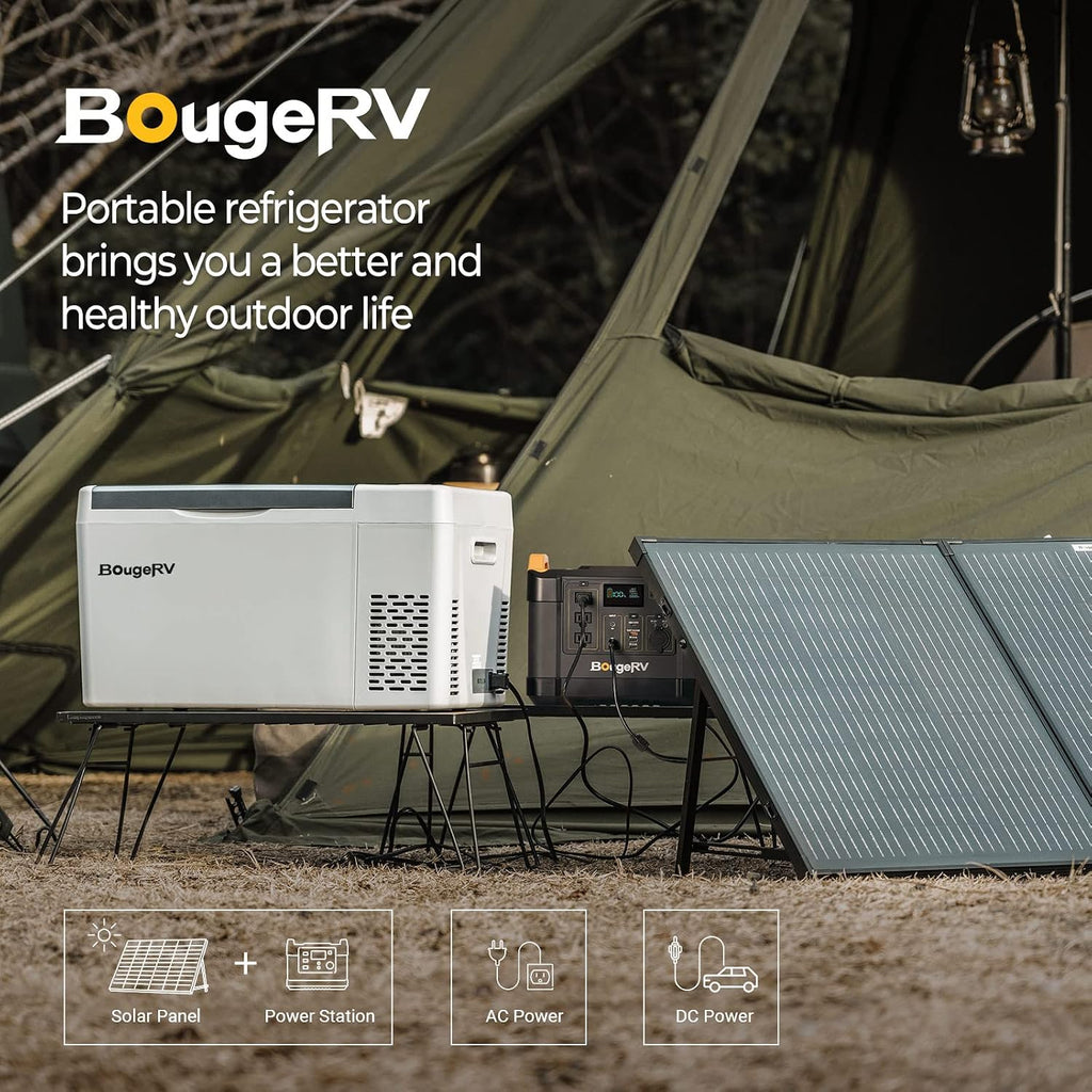 BougeRV 12 Volt Refrigerator With 23 Quart Cover, 12V Car Fridge 23 Quart Portable Freezer Compressor Cooler Compressor Freezer, 12/24V DC 110~240V AC, -8℉~50℉ for Truck RV SUV