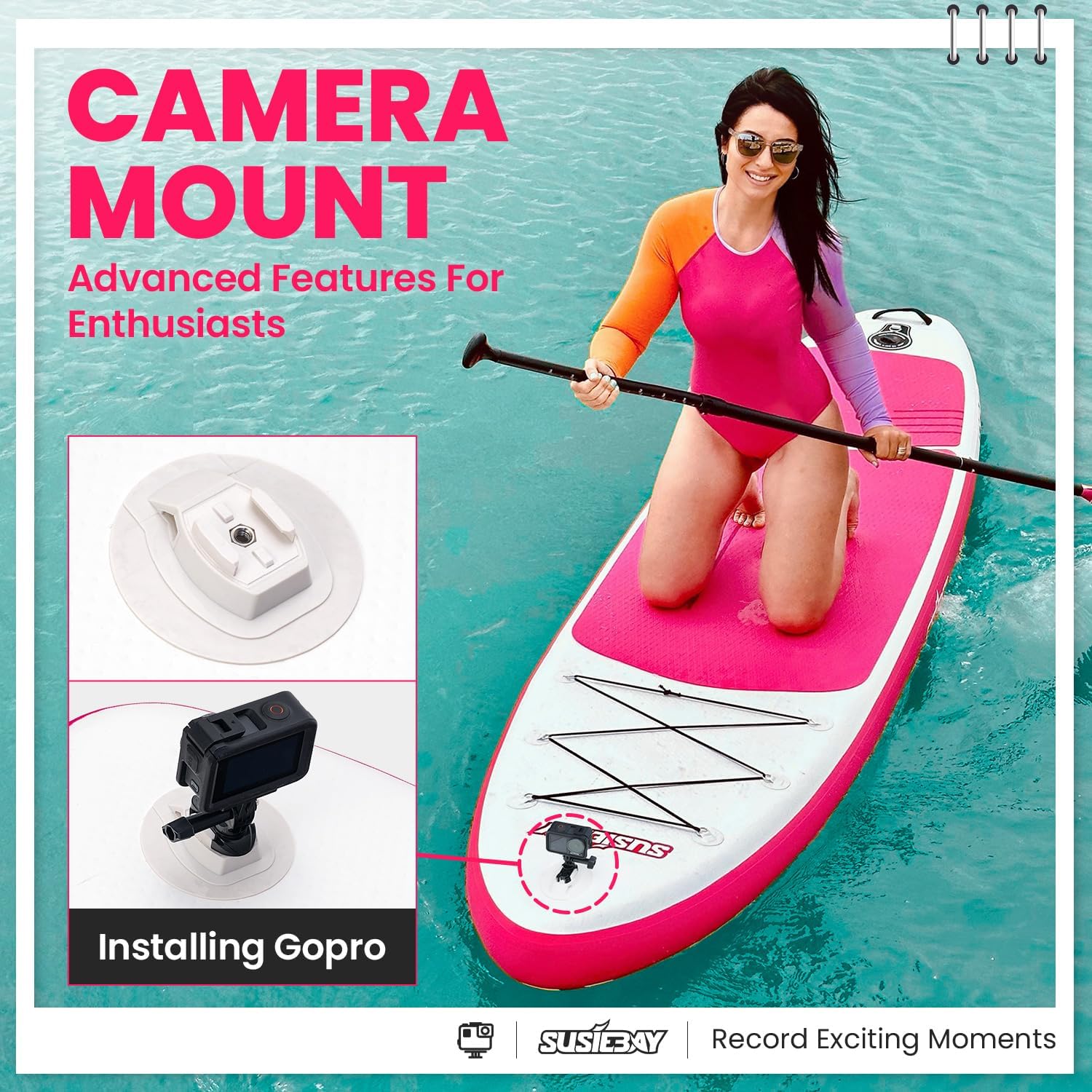 Inflatable Stand Up Paddle Board with SUP Accessories,Inflatable Paddle Boards for Adults & Youth, Anti-Slip EVA Deck,Wide Stance,Dual Action Pump,108L Backpack