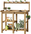 ONBRILL Potting Bench, Outdoor Potting Bench Table with Removable Sink, HDPS Potting Benches for Outside, Garden Table with Storage Shelves & 4 Side Hooks, No Rot, No Fade, No Break, 360lbs Capacity