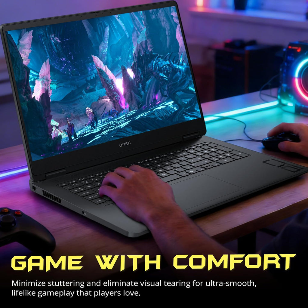 HP Omen 17 Gaming Laptop, NVIDIA GeForce RTX 5060, AMD Ryzen AI 9 365, 64GB RAM, 5TB Storage(4TB SSD+1TB Docking Station), Backlit Keyboard, 17.3' FHD 144Hz Display, Win 11 Pro, Black
