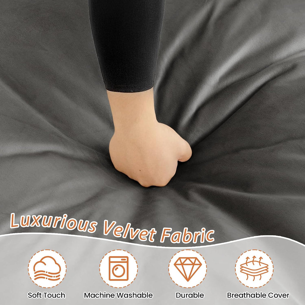 4FT Bean Bag Chair, Bean Bag Chairs for Adults and Kids, Fluffy and Comfy Bean Bag with Velvet Cover, Bean Bag with Memory Foam Filled for Gaming, Living Room, Playroom (Grey)