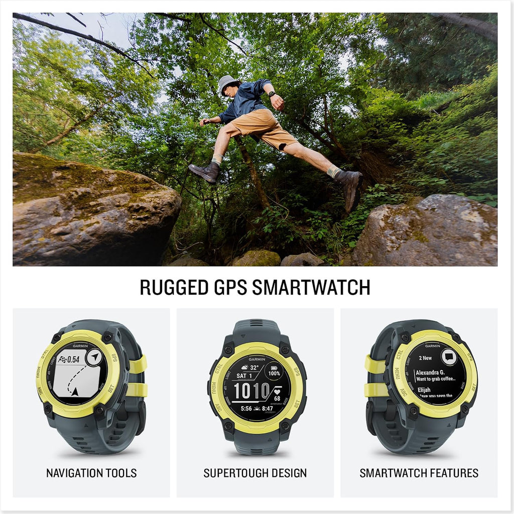 Garmin Instinct E 40mm, Outdoor GPS Smartwatch, 24/7 Health Monitoring, Up to 14 Days of Battery Life, Electric Lime/Twilight (010-02932-01) with Earbuds Bundle