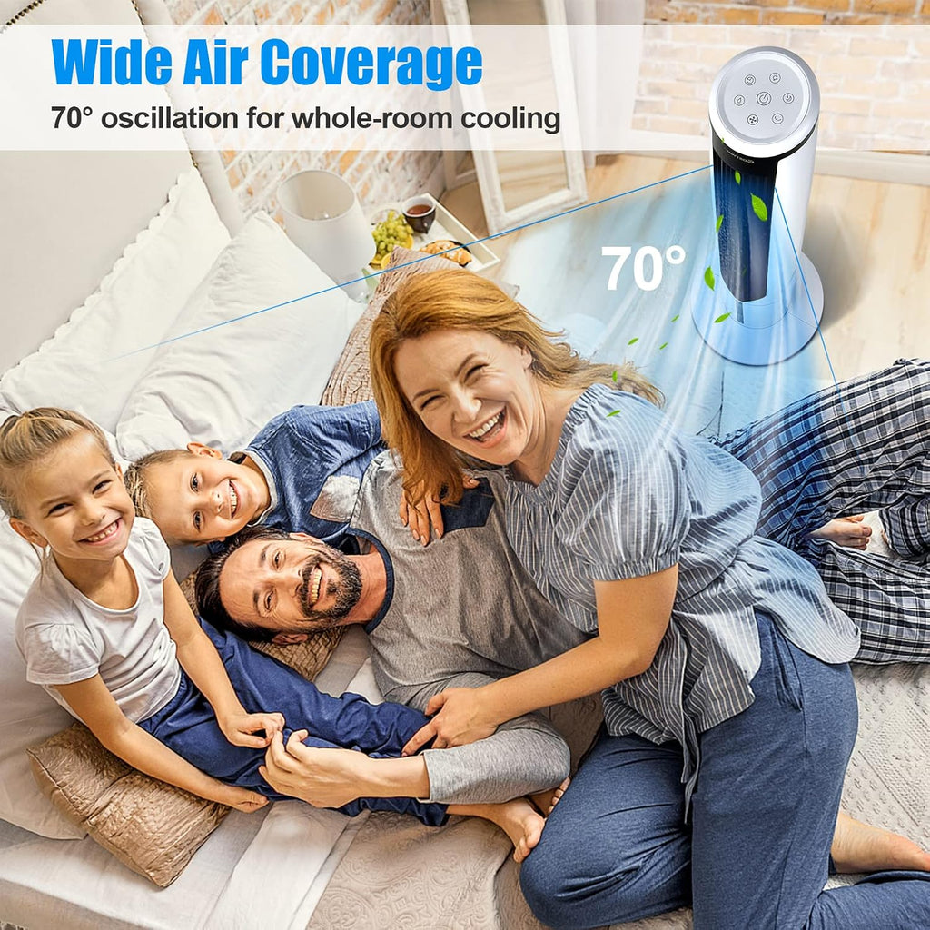 COSTWAY Evaporative Air Cooler, 41-inch Portable Oscillating Air Cooler with Remote, 3 Modes, 3 Speeds, LED Display, 9H Timer Auto-off, Quiet Standing Bladeless Tower Fan for Bedroom Home Office