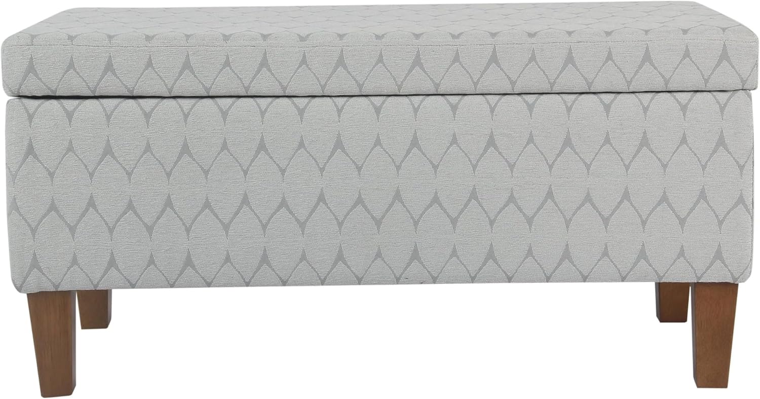 Kinfine K6384Np-F2244 Geometric Patterned Fabric Upholstered Wooden Bench with Hinged Storage, Large, Gray and Brown