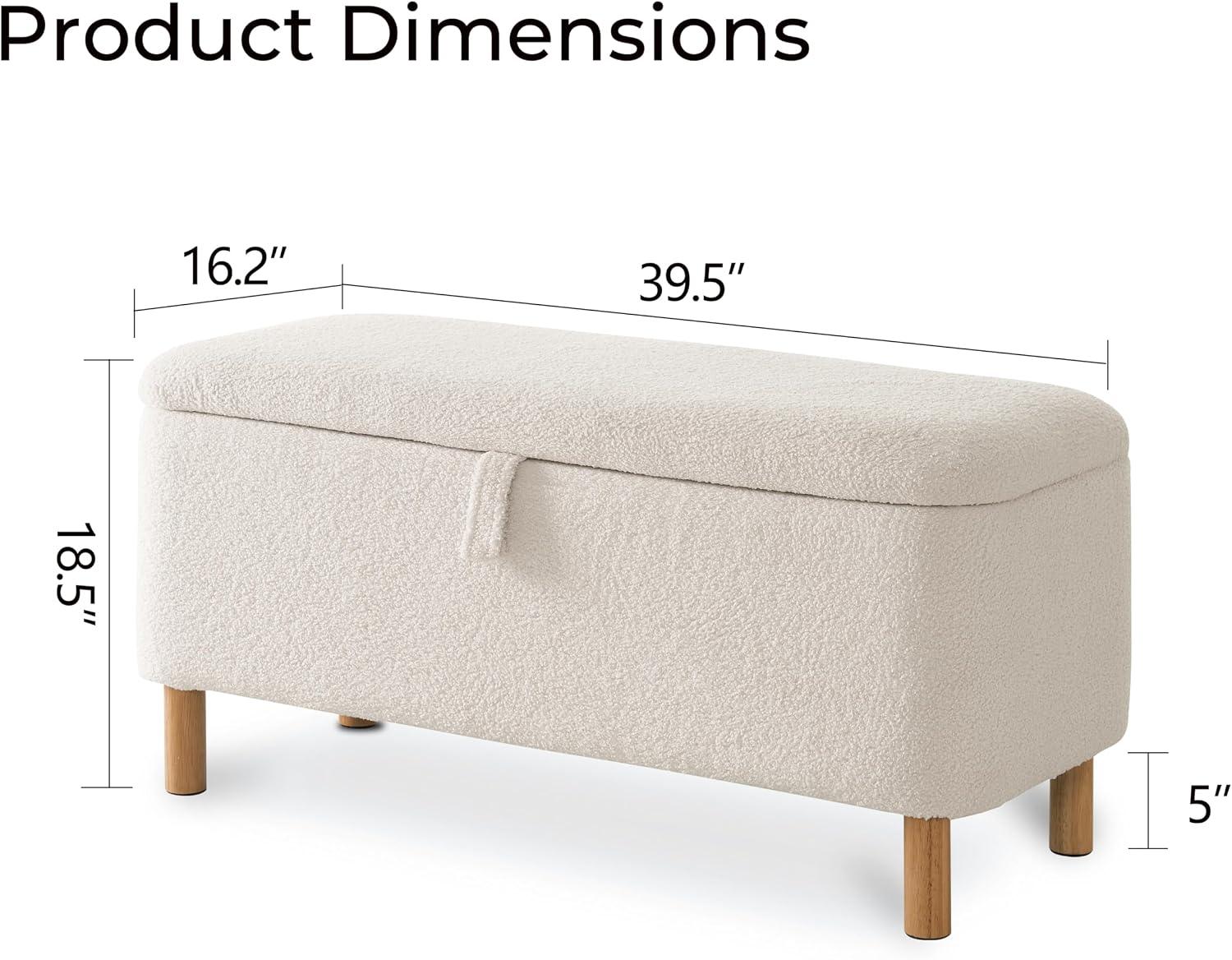 Boucle Storage Ottoman Bench for Bedroom end of Bed, Sherpa Upholstered Shoe Seat Storage Bench for Entryway Bed Foot, Rectangle Cushion Padded Blanket Chest Cute for Living Room, White