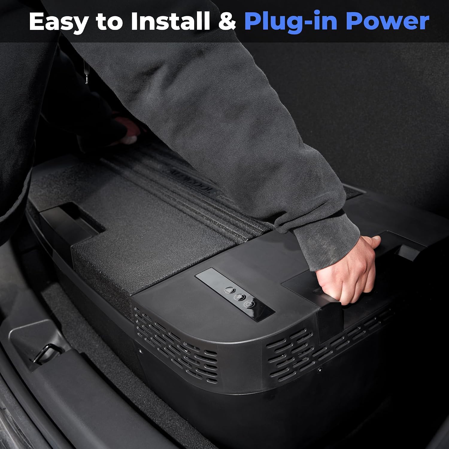 Car Refrigerator for Tesla Model Y, 【APP Control】 37QT(35L) -4℉~68℉ Car Fridge 12V Refrigerator for Tesla Model Y, Trunk Portable Freezer for Camping Tailgating Road Trip Home 12/24V DC&120~240V AC