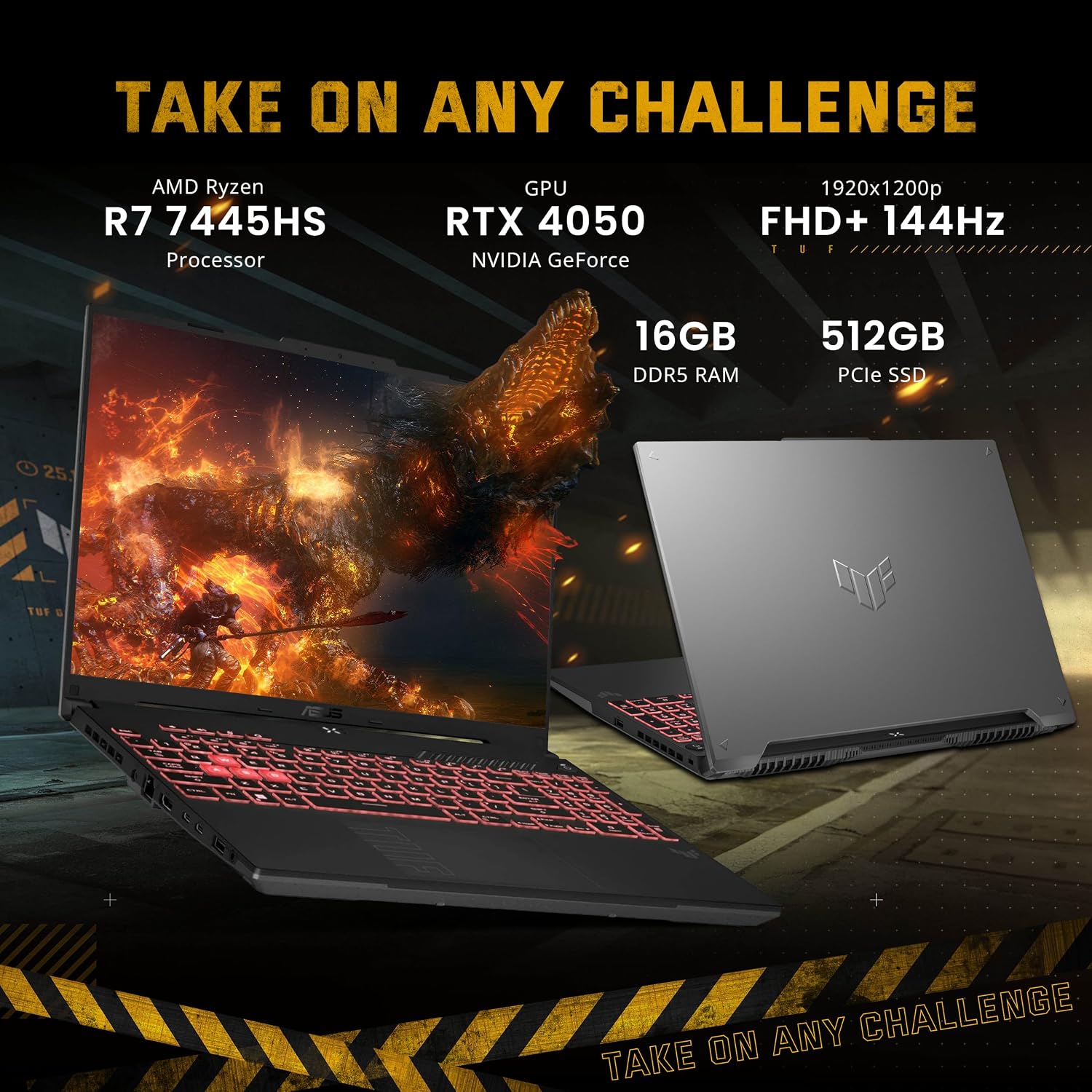 ASUS TUF A16 16' WUXGA 144Hz Gaming Laptop, AMD Ryzen 7 7445HS, NVIDIA GeForce RTX 4050, 16GB DDR5, 512GB SSD, Backlit Keyboard, Wi-Fi 6, HD Camera, Windows 11 Pro, Gray, 1TB Docking Station Set