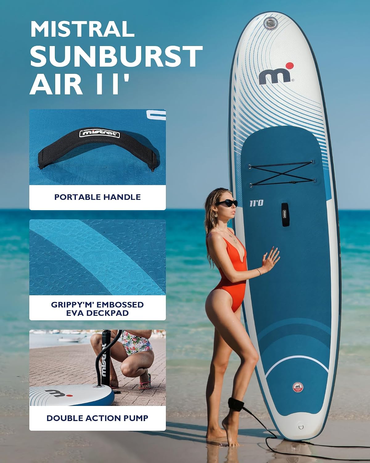 Mistral Stand Up Paddle Board, 11'x31''x6'' Inflatable SUP Yoga & Pilates Kayaking Boards, Stable and Lightweight Paddleboard for All Skill Levels, with SUP Accessories for Adults & Youth