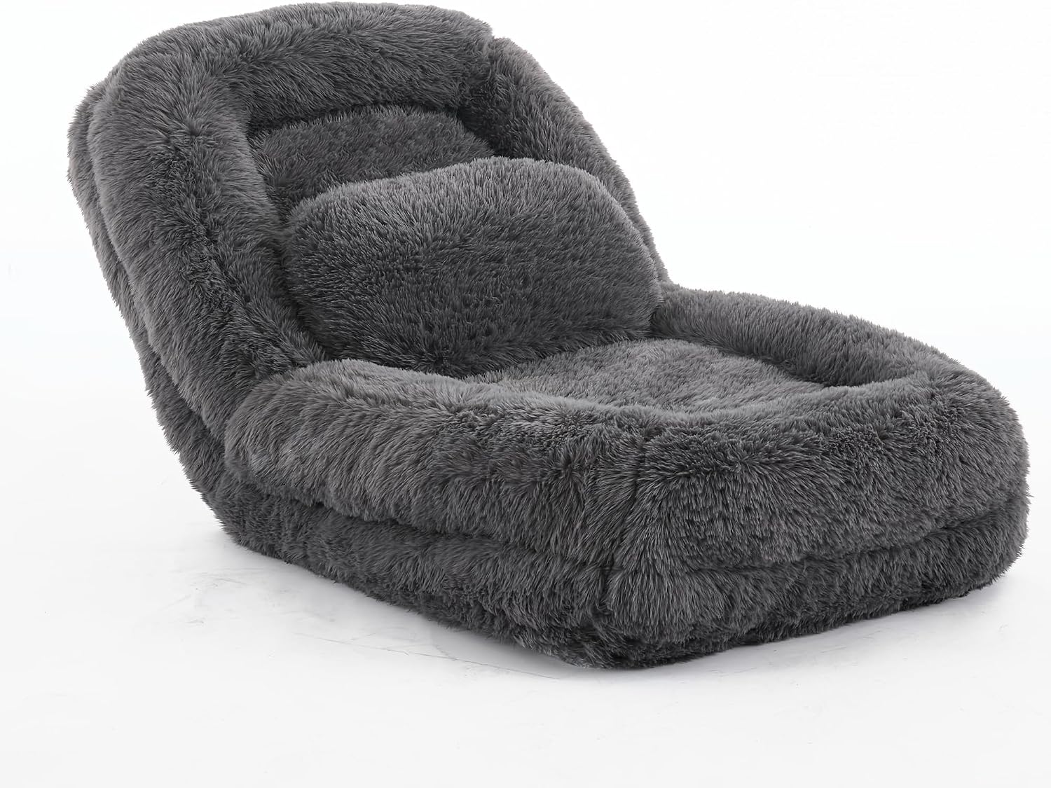 Floor Chair with Back Support, Human Dog Bed with 5 Adjustable Position, Convertible Lazy Floor Lounger, Comfy Gaming Chair, Plush Folding Sofa Bed for Adult, Living Room, Bedroom, Dark Gray