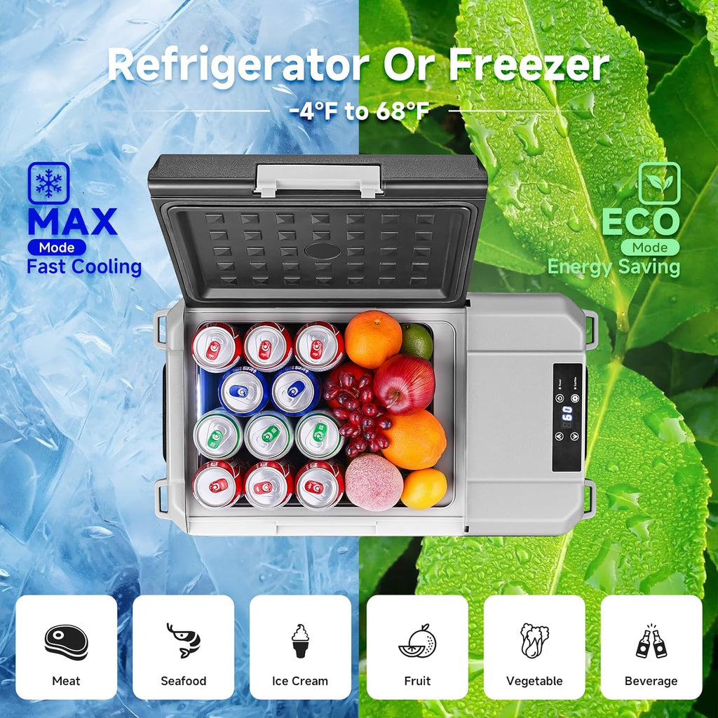 BODEGACOOLER 12 Volt Refrigerator, 18 Quart 12V Car Fridge, Portable Freezer (-4℉ to 68℉), Compressor Electric Cooler 12/24V DC 110~240 Volt AC for Truck Van RV Camping Road Trip