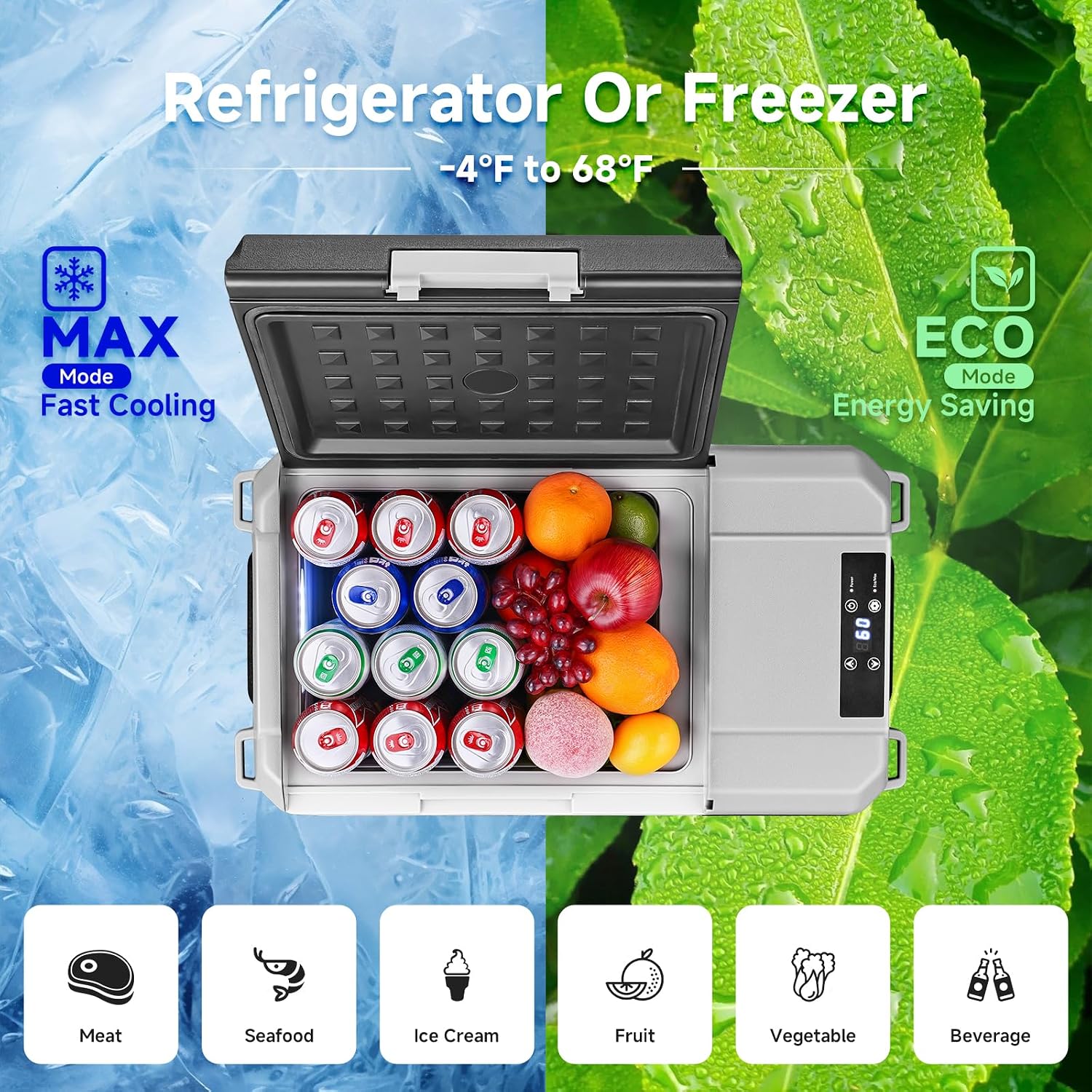 BODEGACOOLER 12 Volt Refrigerator, 18 Quart 12V Car Fridge, Portable Freezer (-4℉ to 68℉), Compressor Electric Cooler 12/24V DC 110~240 Volt AC for Truck Van RV Camping Road Trip