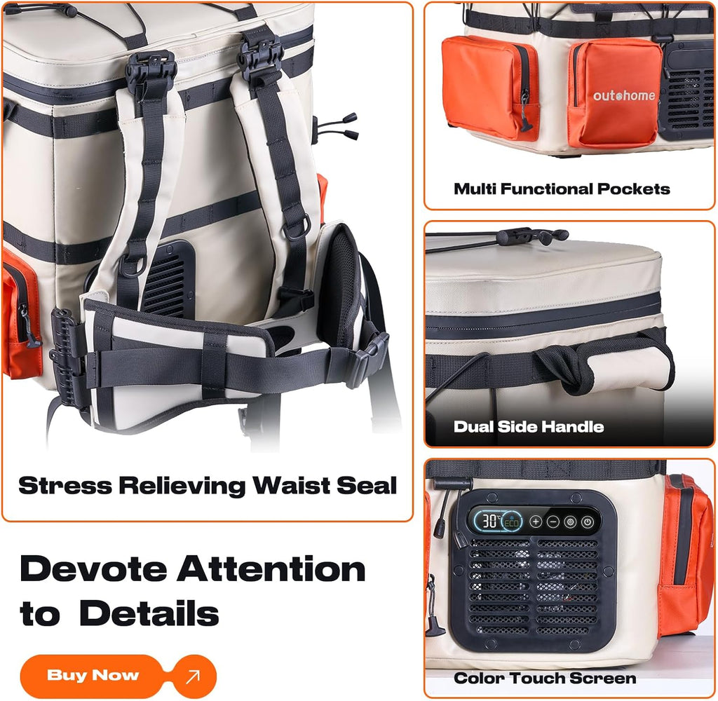 outohome Portable Backpack Car Refrigerator, DC 12V Electric Fridge and Freezer,Electric Cooler,AC 110V 19QT/18L Compressor Cooler, Quick Freeze -4~68℉ for Truck,Van,RV,Camping and Outdoor Travel Use