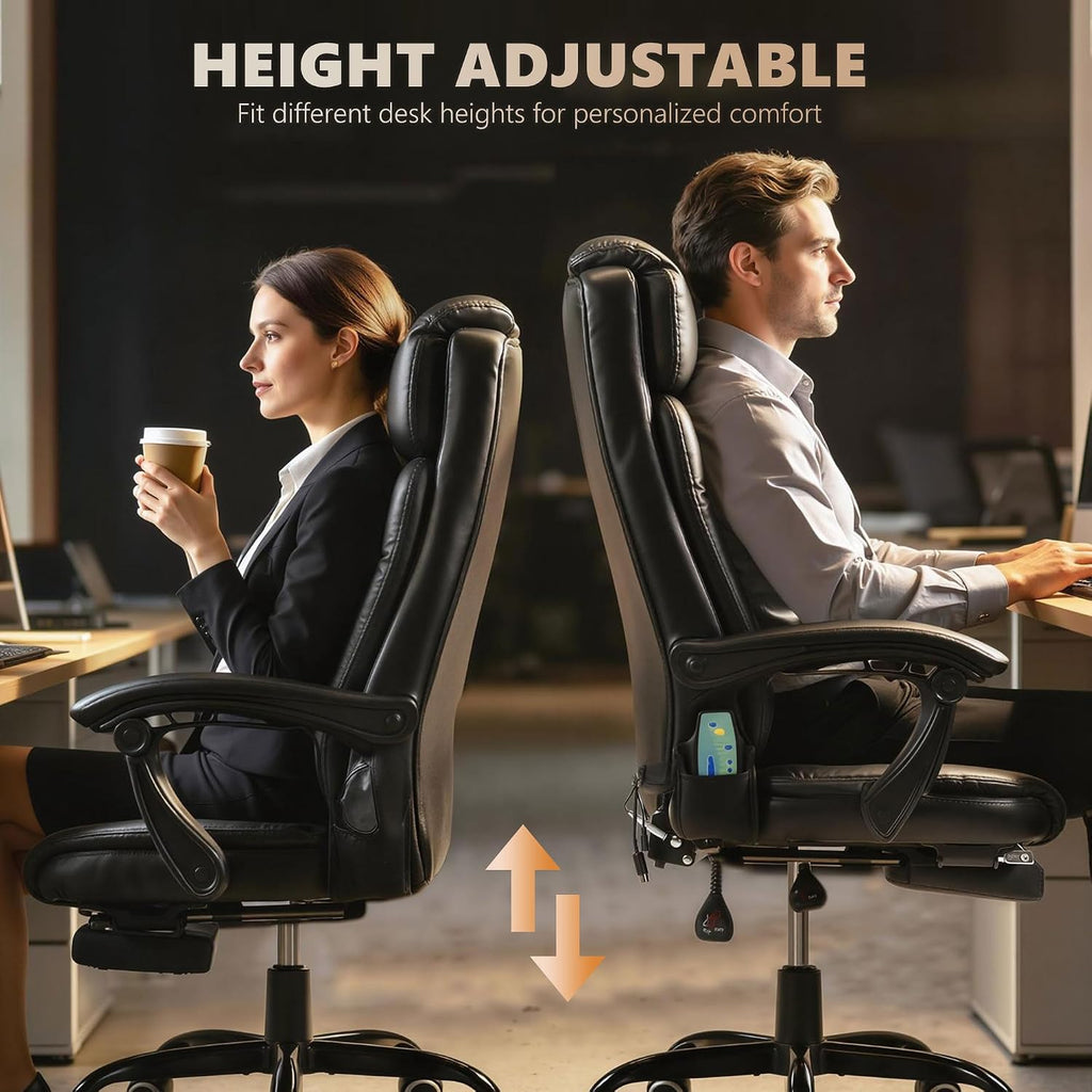 Vinsetto 7-Point Vibrating Massage Office Chair, High Back Computer Chair with Lumbar Support, Footrest, Reclining Back, Adjustable Height, Black