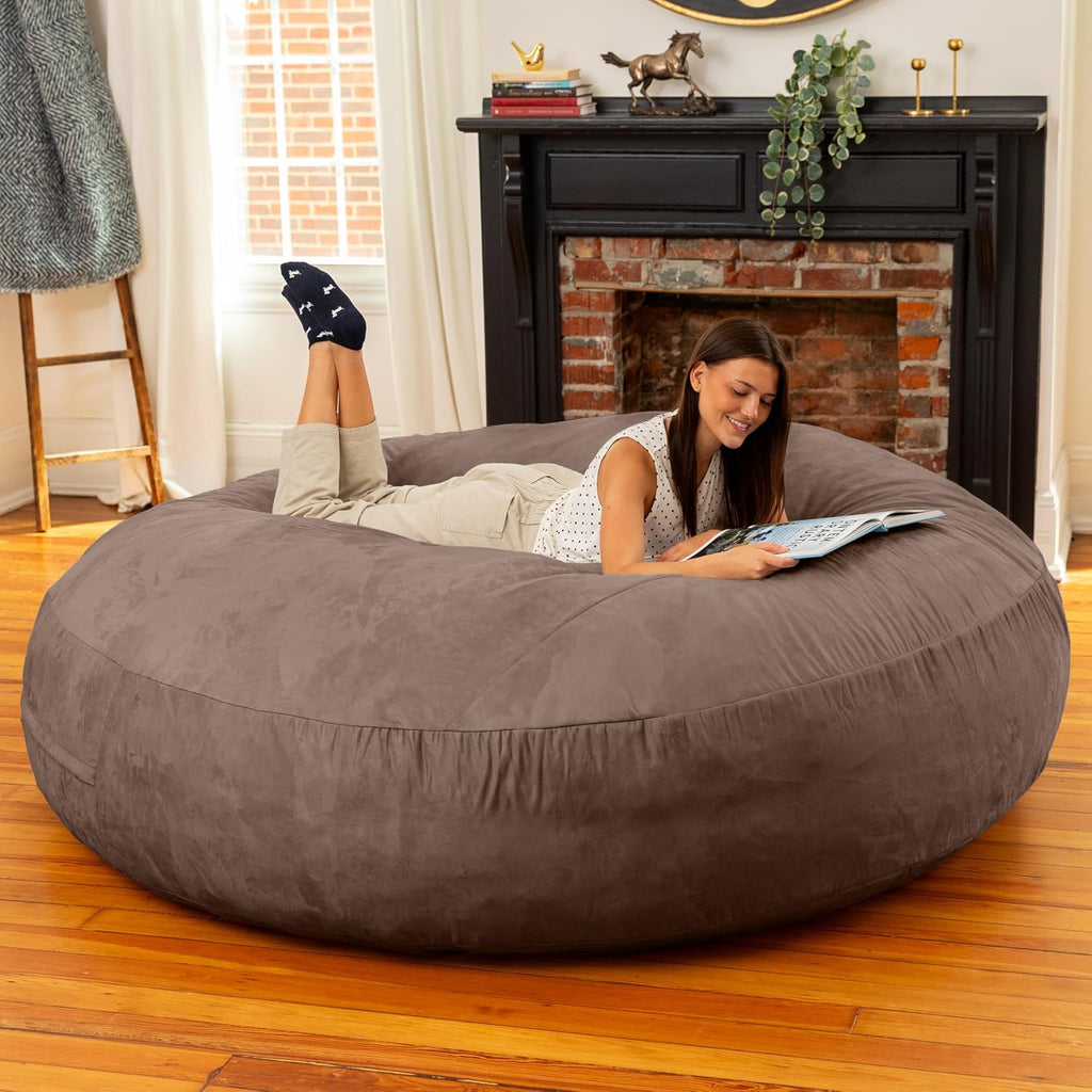 Jaxx 6 Foot Cocoon - 2-in-1 Convertible Bean Bag Bed & Large Bean Bag Chair for Adults, Chocolate