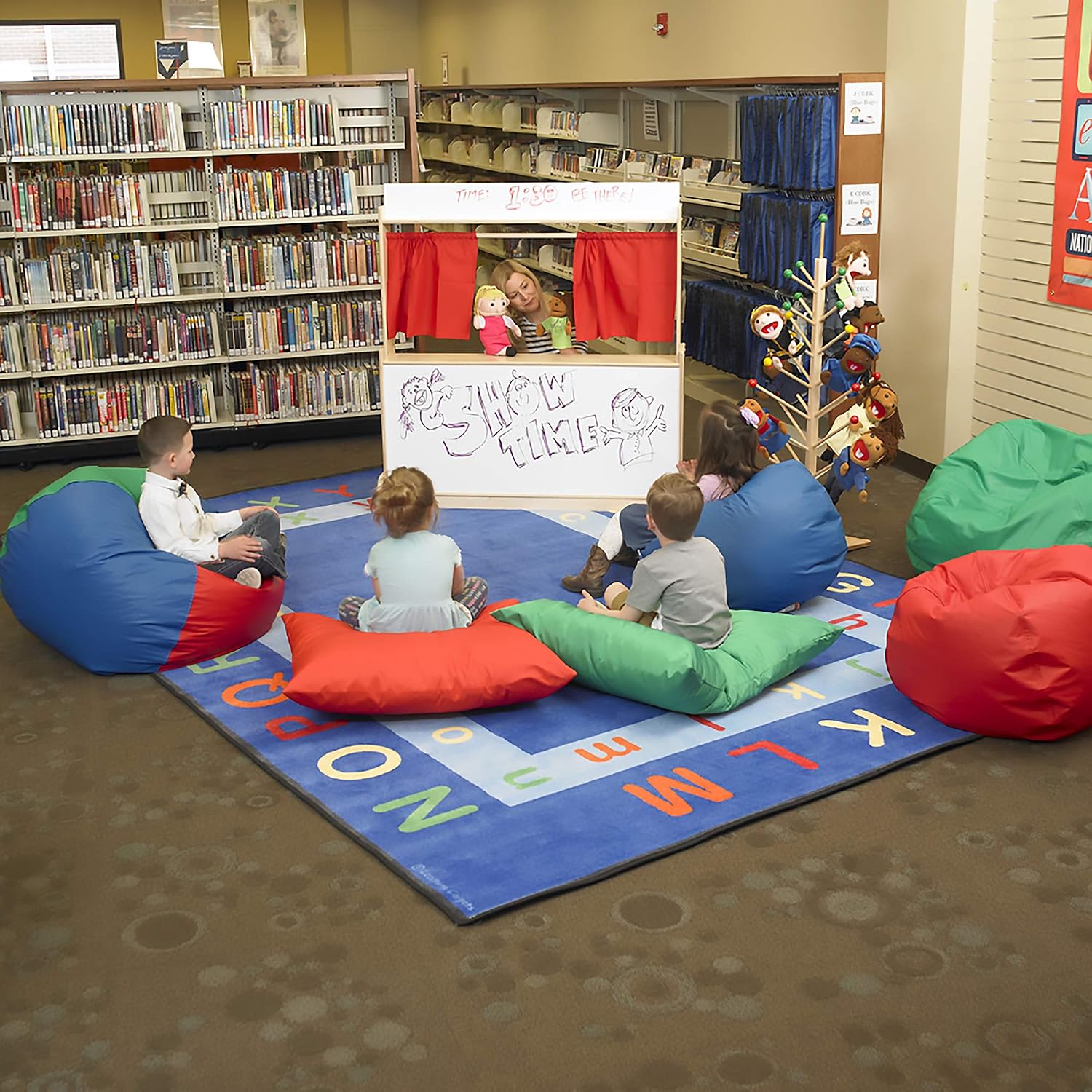Children's Factory 26' Round Bean Bag, Bean Bag Chair with Water-Resistant Cover for Kids, Flexible Seating for Classroom Elementary, Easy to Clean, Rainbow