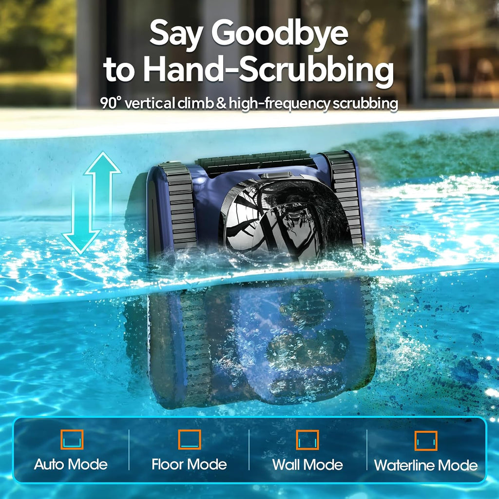 Pool Vacuum for Inground Pools & Above Ground Pool, Cordless Robotic Pool Cleaner with 180W Brushless Motor, 3-Hour Runtime, Wall-Climbing Pool Robot Scrubber for Pools up to 2150 Sq.Ft.