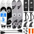 SereneLife 10' Inflatable Stand Up Paddle Board 2-Pack with Premium SUP Accessories – 32' Wide Stable Design with Non-Slip EVA Deck Pad for Youth and Adults, 350 lbs. Capacity Each