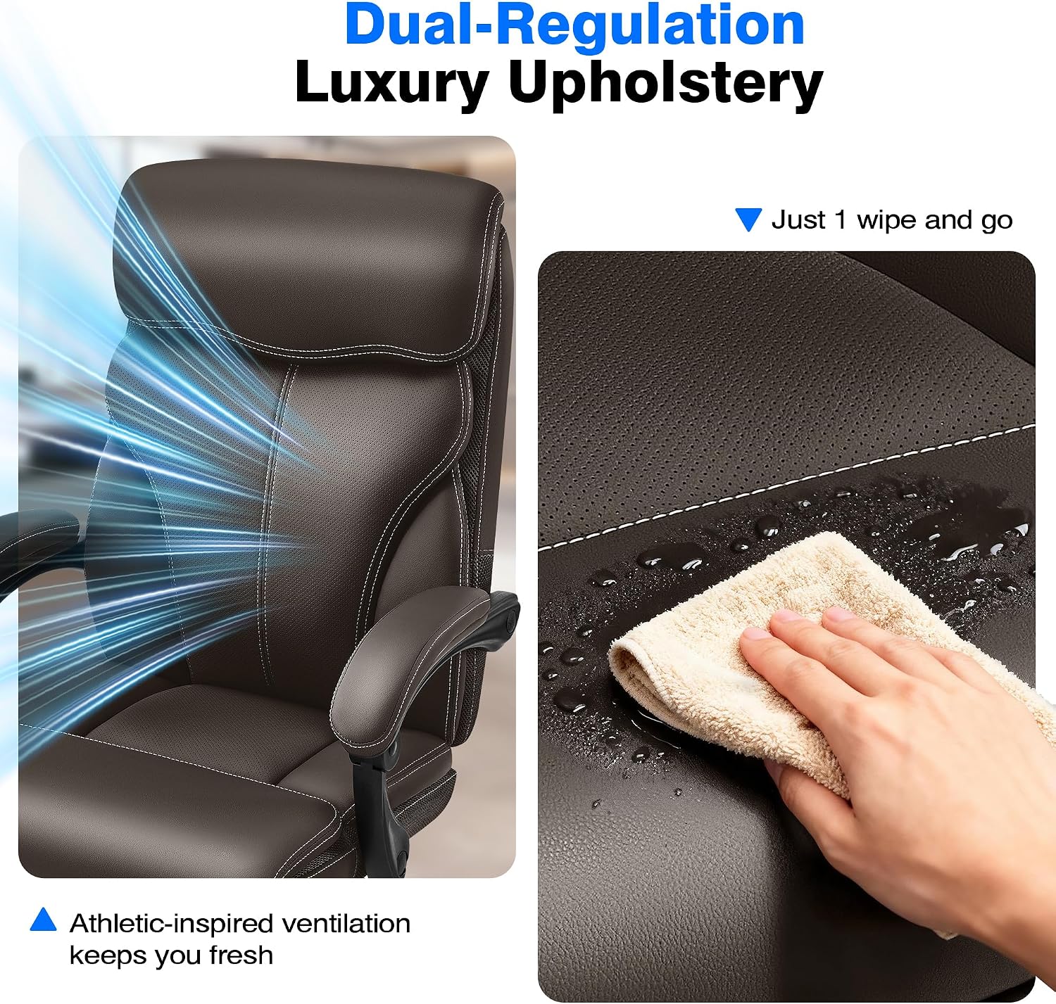 AreShark Office Chair - Ergonomic Comfortable High Back Computer Desk Chair with Foot Rest - Executive Breathable Swivel Rolling Reclining Leather Chair with Lumbar Support for Home Gaming Relaxing