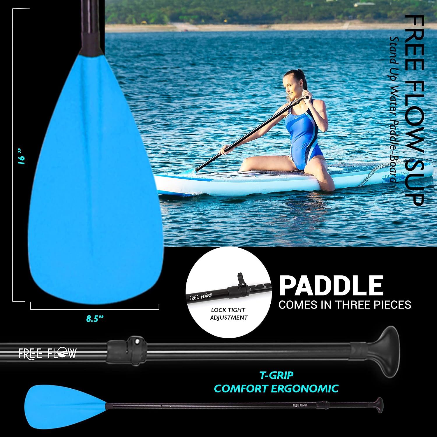 SereneLife 10' Inflatable Stand Up Paddle Board 2-Pack with Premium SUP Accessories – 32' Wide Stable Design with Non-Slip EVA Deck Pad for Youth and Adults, 350 lbs. Capacity Each