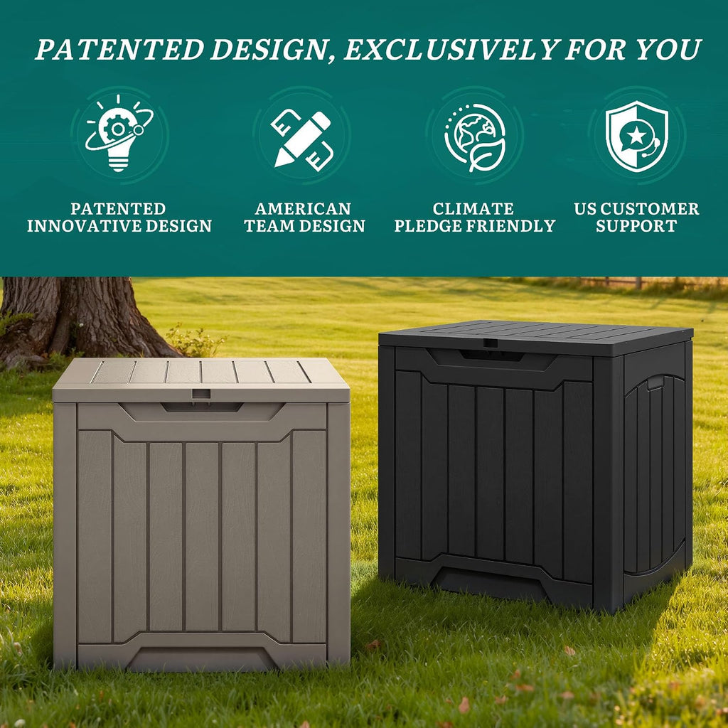 YITAHOME 31 Gallon Deck Boxes Set of 4, Lockable Outdoor Storage Bins for Patio Cushions, Garden Tools, Weather-Resistant Resin Storage Solution, Taupe