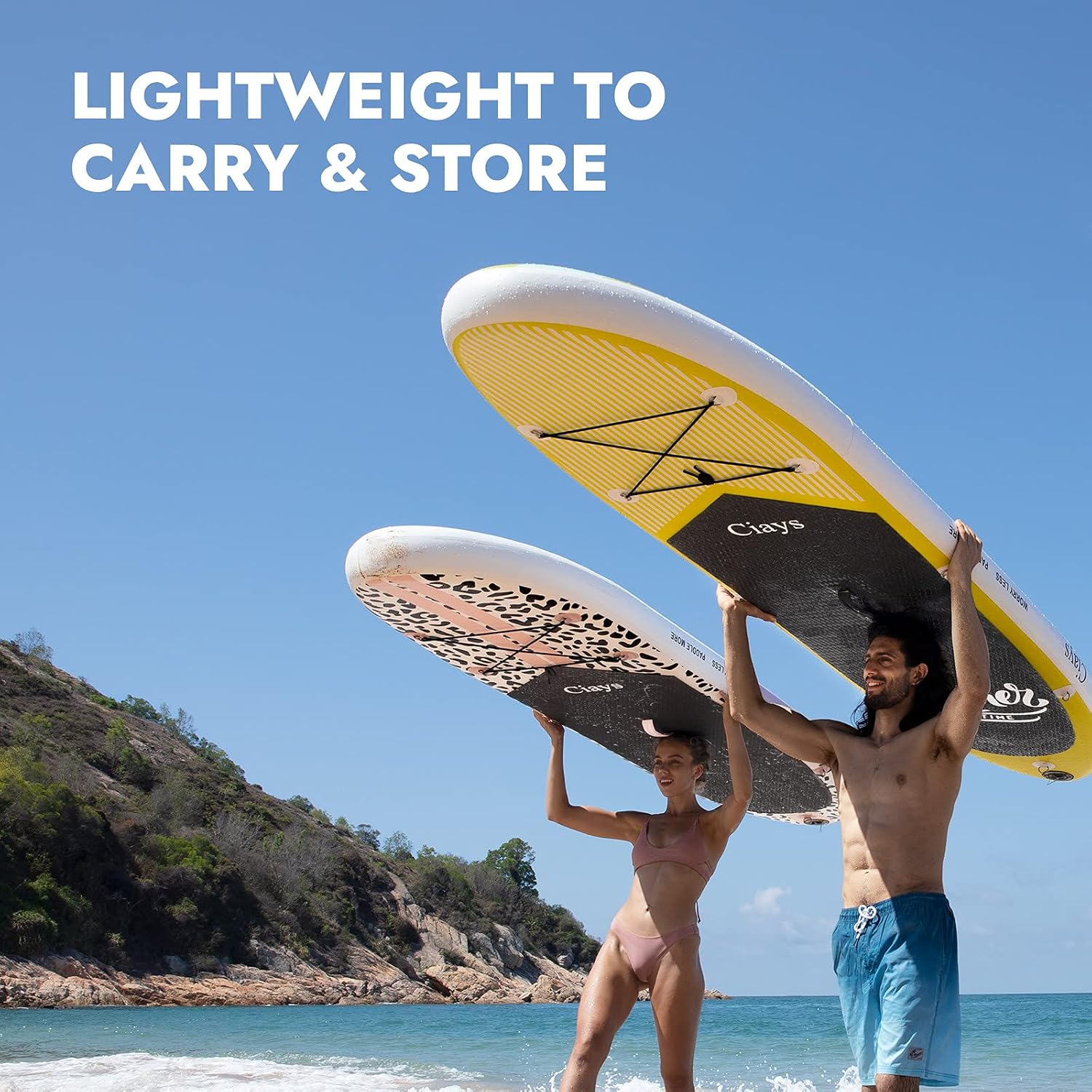 Ciays Inflatable Stand Up Paddle Board W SUP Accessories of Backpack, 2 Fins, 2 Bags, Leash, Floating Paddles and Double Action Hand Pump All-Around Paddleboard Perfect for Yoga, Tour, Fishing