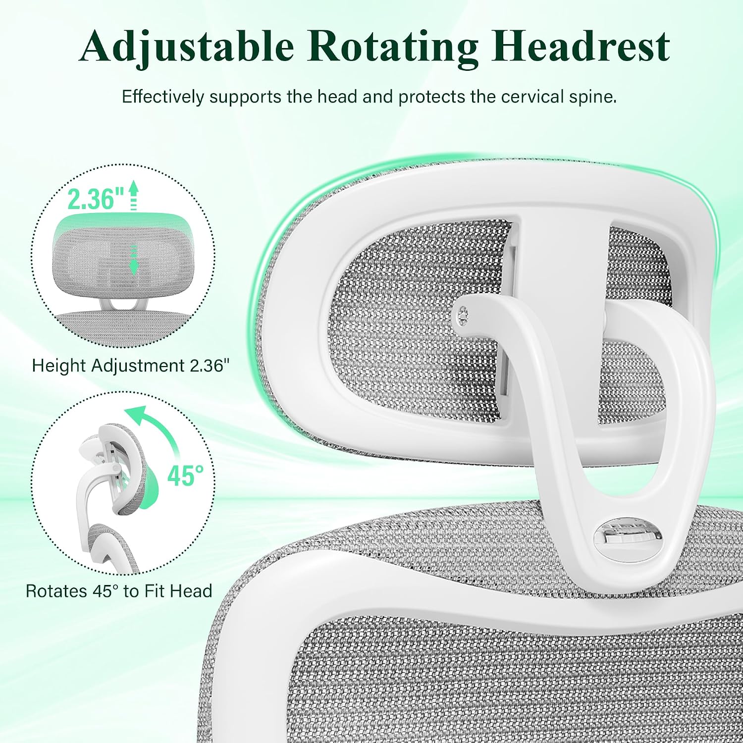 SUNNOW Ergonomic Office Chair, Comfy Mesh Desk Chair, High Back Computer Gaming Chairs with Adjustable Lumbar Support, Flip-Up Arms, Headrest, Tilt Function, Wide Cushion, Swivel Rolling Wheel (Grey)