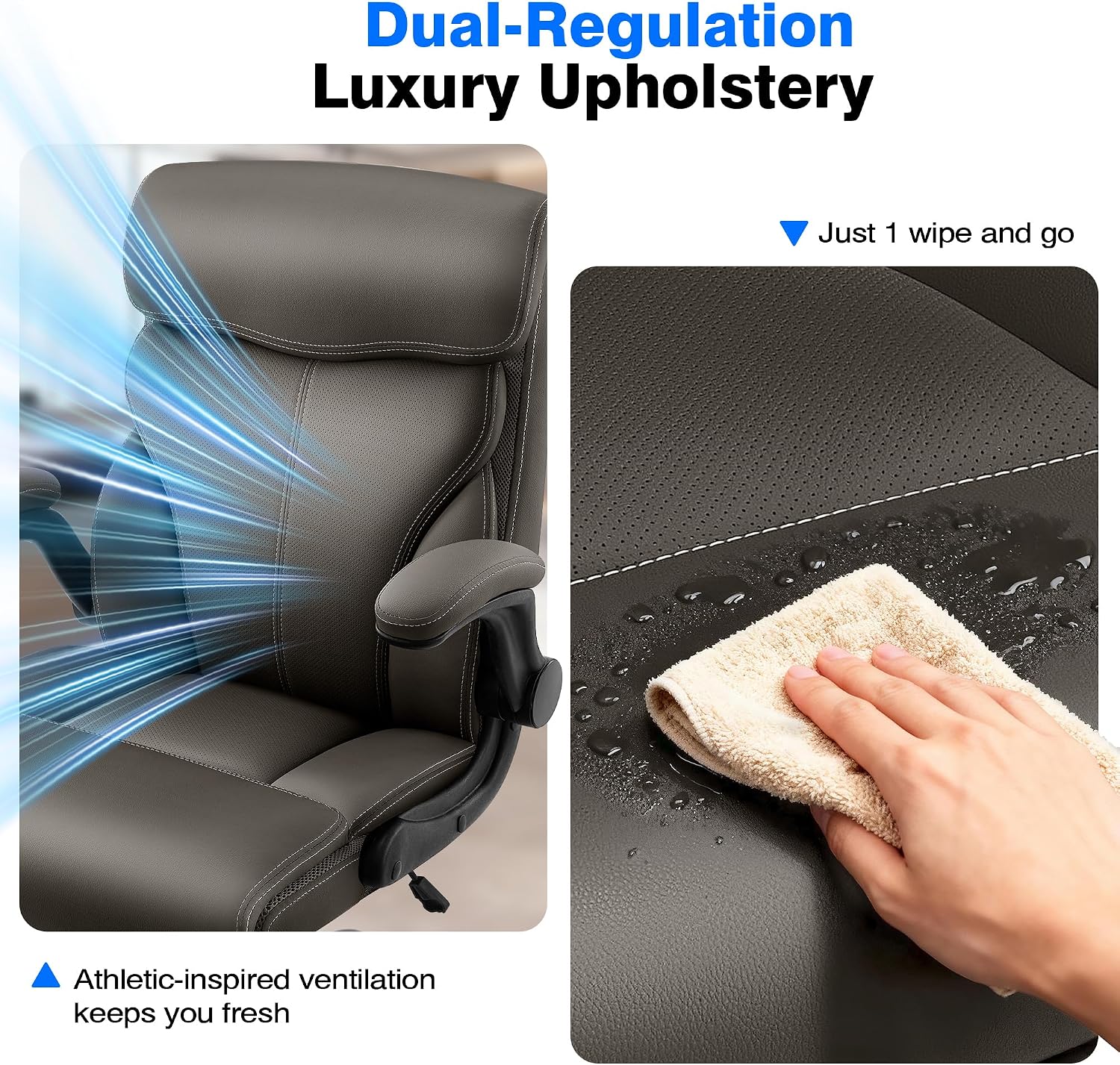 AreShark Office Chair - Executive High Back Breathable Comfy Desk Chair with Lumbar Support - Ergonomic Leather Rolling Swivel Computer Chair with Rock Function for Working Studying Gaming Relaxing