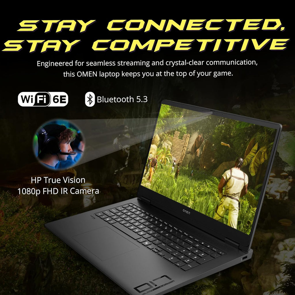 HP Omen 17 Gaming Laptop, NVIDIA GeForce RTX 5060, AMD Ryzen AI 9 365, 64GB RAM, 5TB Storage(4TB SSD+1TB Docking Station), Backlit Keyboard, 17.3' FHD 144Hz Display, Win 11 Pro, Black
