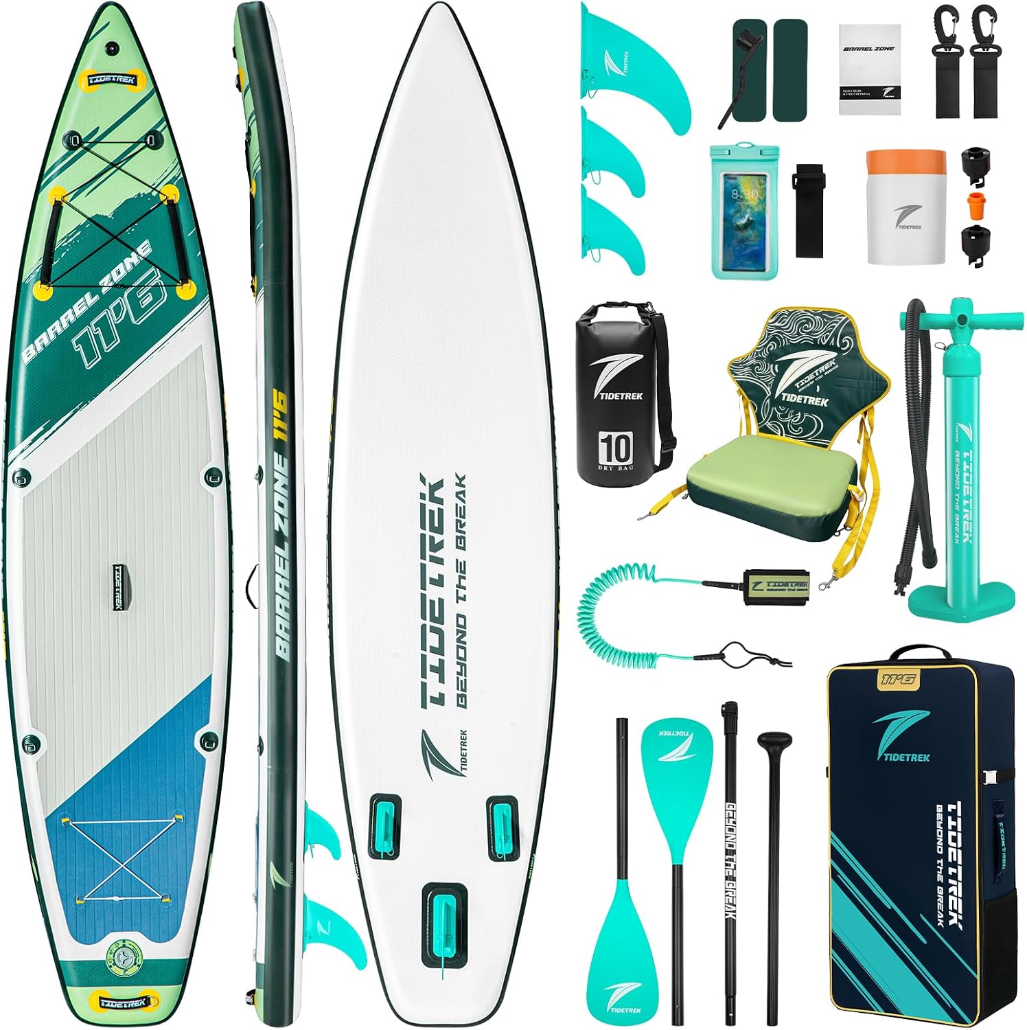 11'6' Inflatable Stand Up Paddle Boards, Premium SUP Accessories, Non-Slip Comfort Deck for Youth & Adults