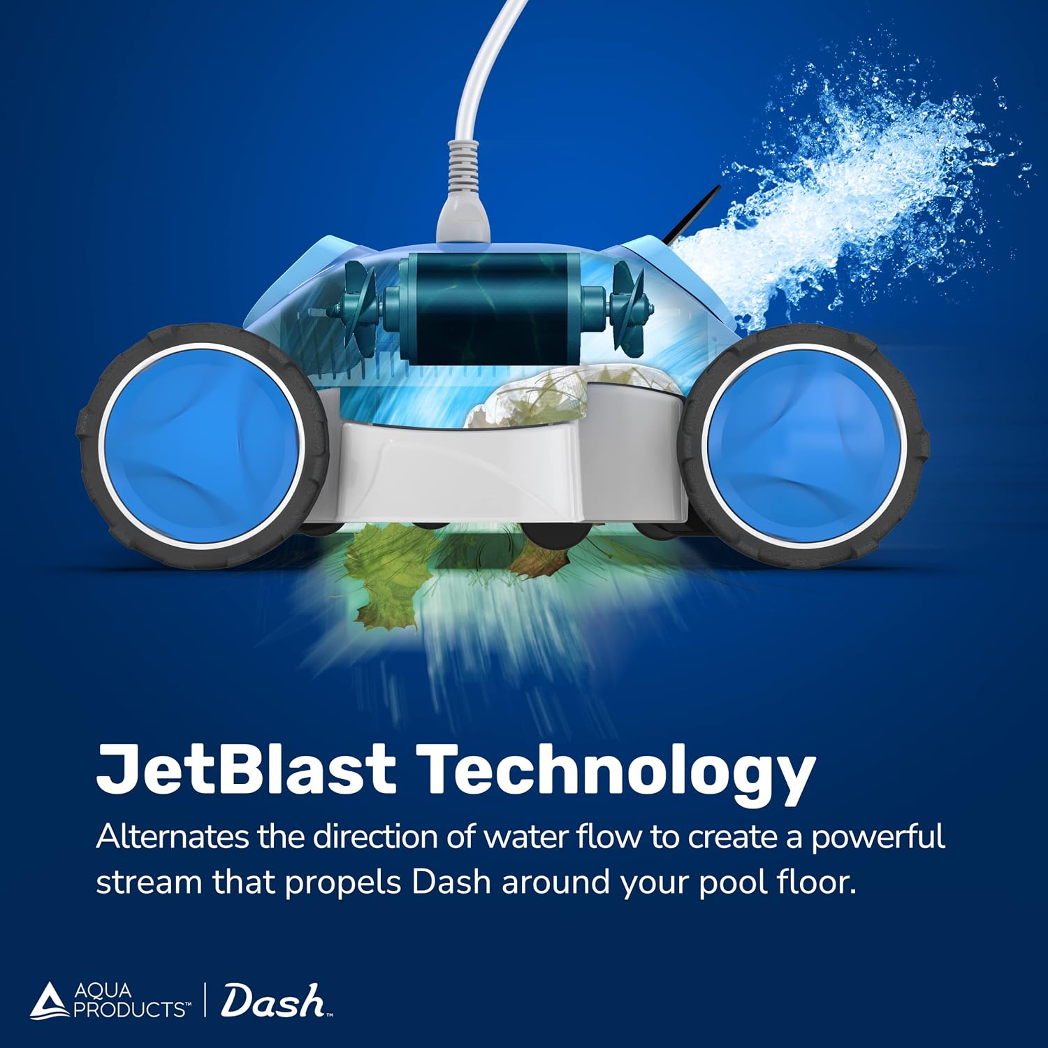 Aqua Products Dash AG Jet Automatic Robotic Pool Cleaner for Above-Ground Pools up to 30ft, Strong JetBlast Technology w/ Dual Debris Bags