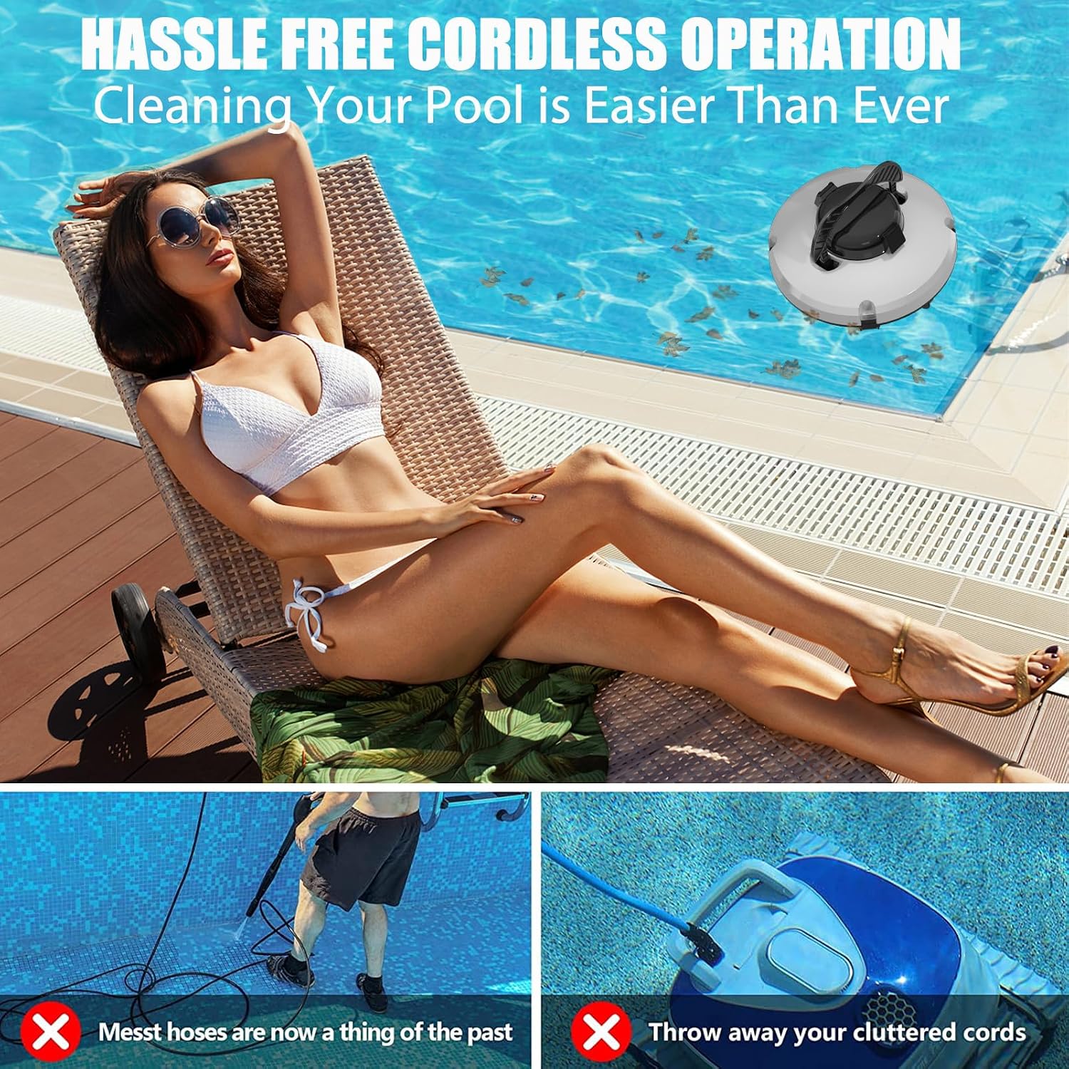 2026 Cordless Robotic Pool Cleaner, Pool Vacuum for Above Ground Pool with 120 Mins Runtime, Auto-Parking Robot Pool Cleaner for Inground Flat Pools Up to 1000 sq.ft