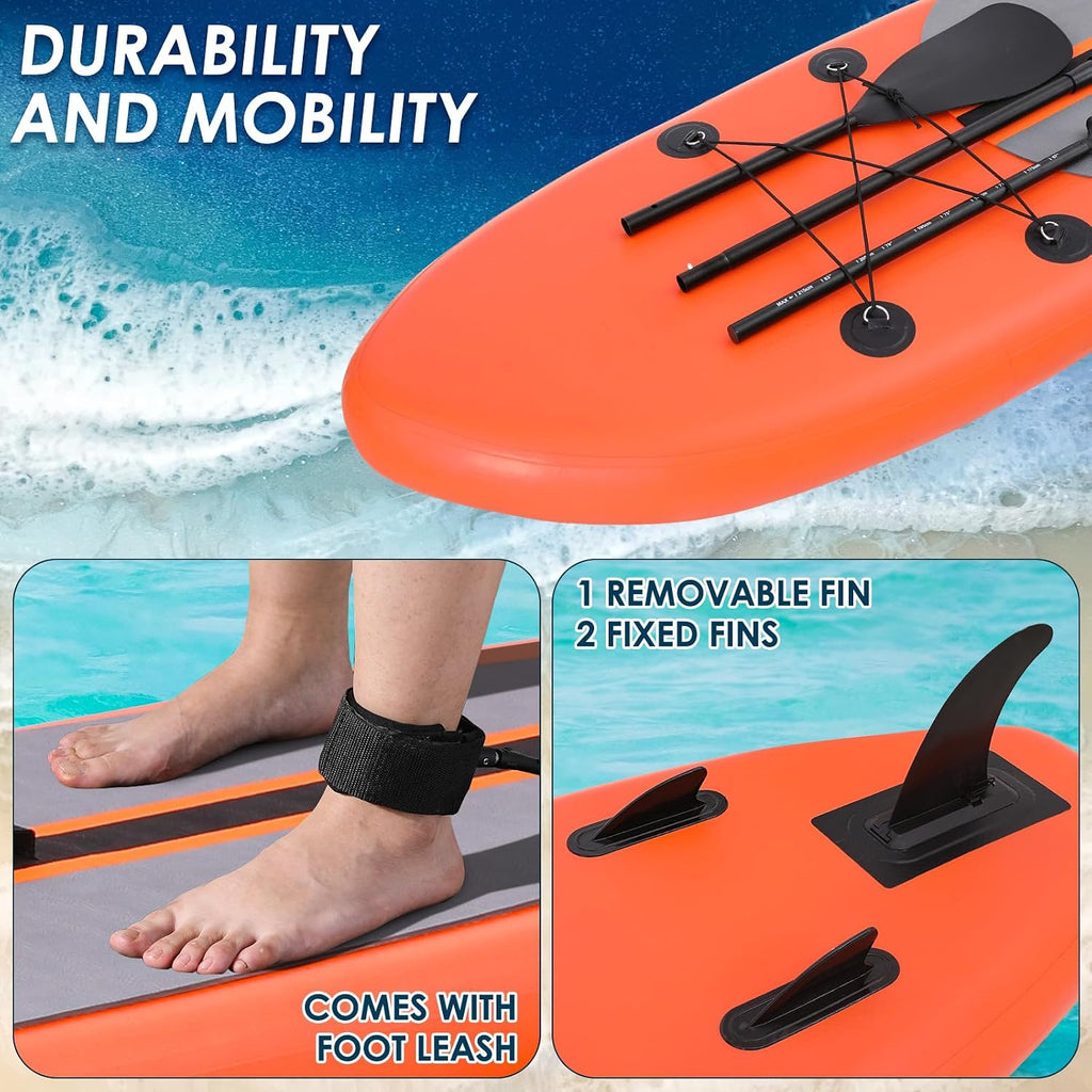 TLSUNNY 11FT Inflatable Stand Up Paddle Board, 3 Fins Paddleboard with Full SUP Accessories for All Skill Levels, Portable Two-Way Hand Pump and Carry Bag, 400LBS