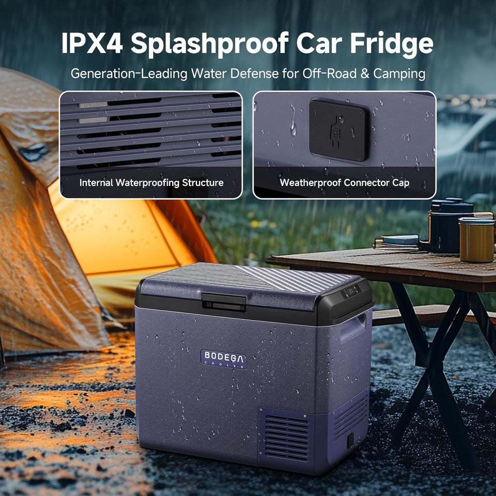 BODEGA 12v Car Refrigerator, 63QT(60L) IPX4 Waterproof Electric Cooler, APP Control Car Fridge with 12/24V DC 110-240V AC, -4℉~68℉, Portable Freezer for Truck Van RV Camping, Travel,Home