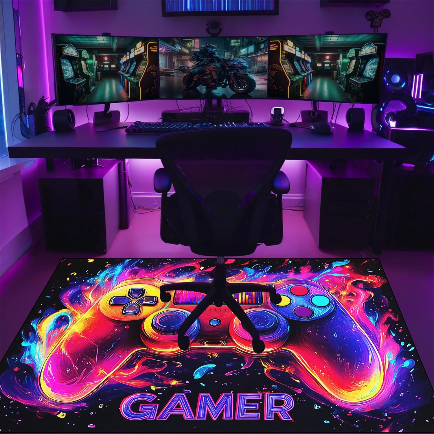 Gamer Rug for Boys Room - Gaming Rug, 6'x9' Game Controller Shape Gaming Carpet for Teens Boys Playroom Computer Chair Floor Mats Decor Game Carpet for Bedroom