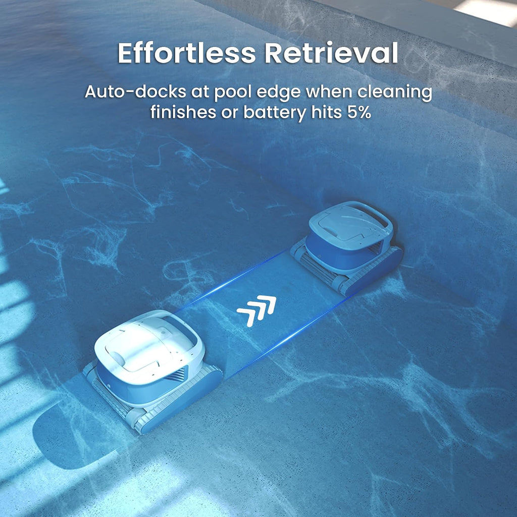 Hydro 3S Robotic Pool Cleaner, Cordless Automatic Pool Vacuum for Inground and Above Ground Pools, Smart Navigation, 300Min Runtime, Wall/Waterline Cleaning, Large Filter Basket, 4 Cleaning Modes