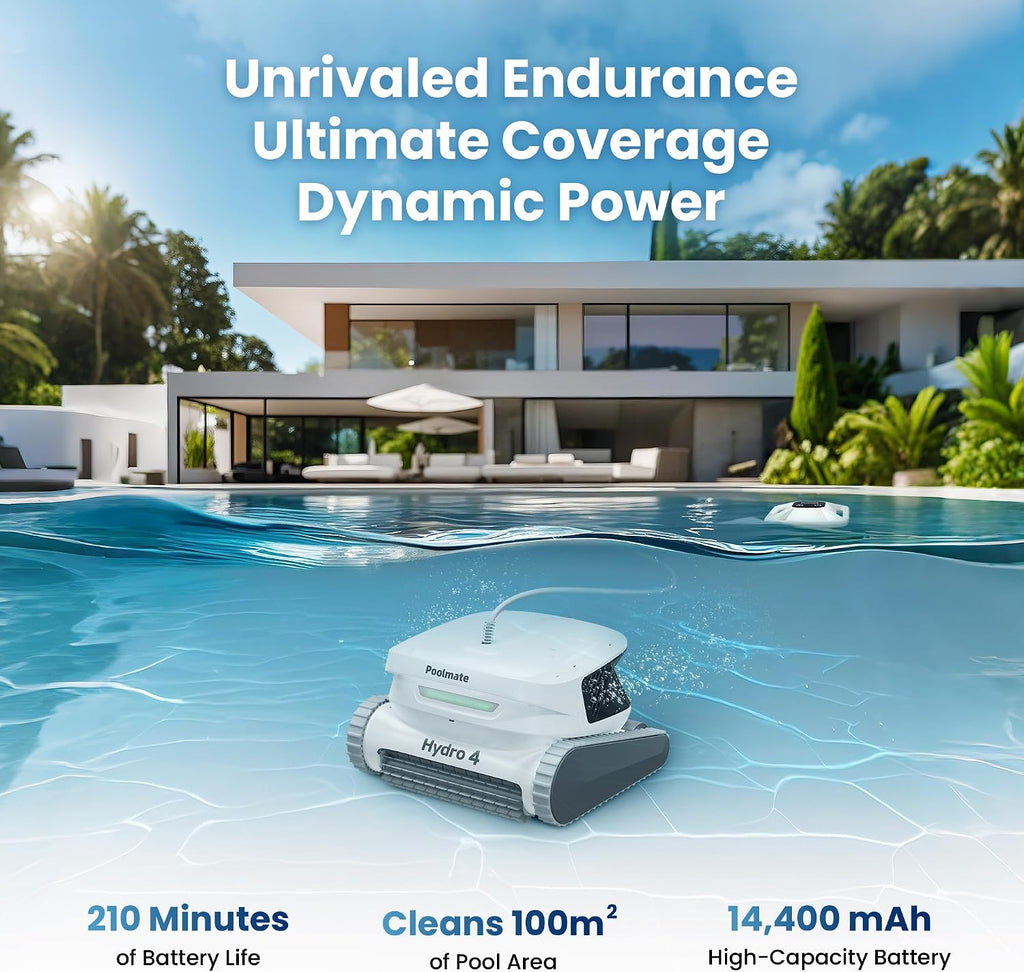 Chasing Hydro 4 Cordless Pool Vacuum for Inground Pools | 210-Min Battery Pool Robot for Floor, Wall & Waterline Cleaning | Smart App Control | 5070 GPH Suction Perfect for Pool Opening Season
